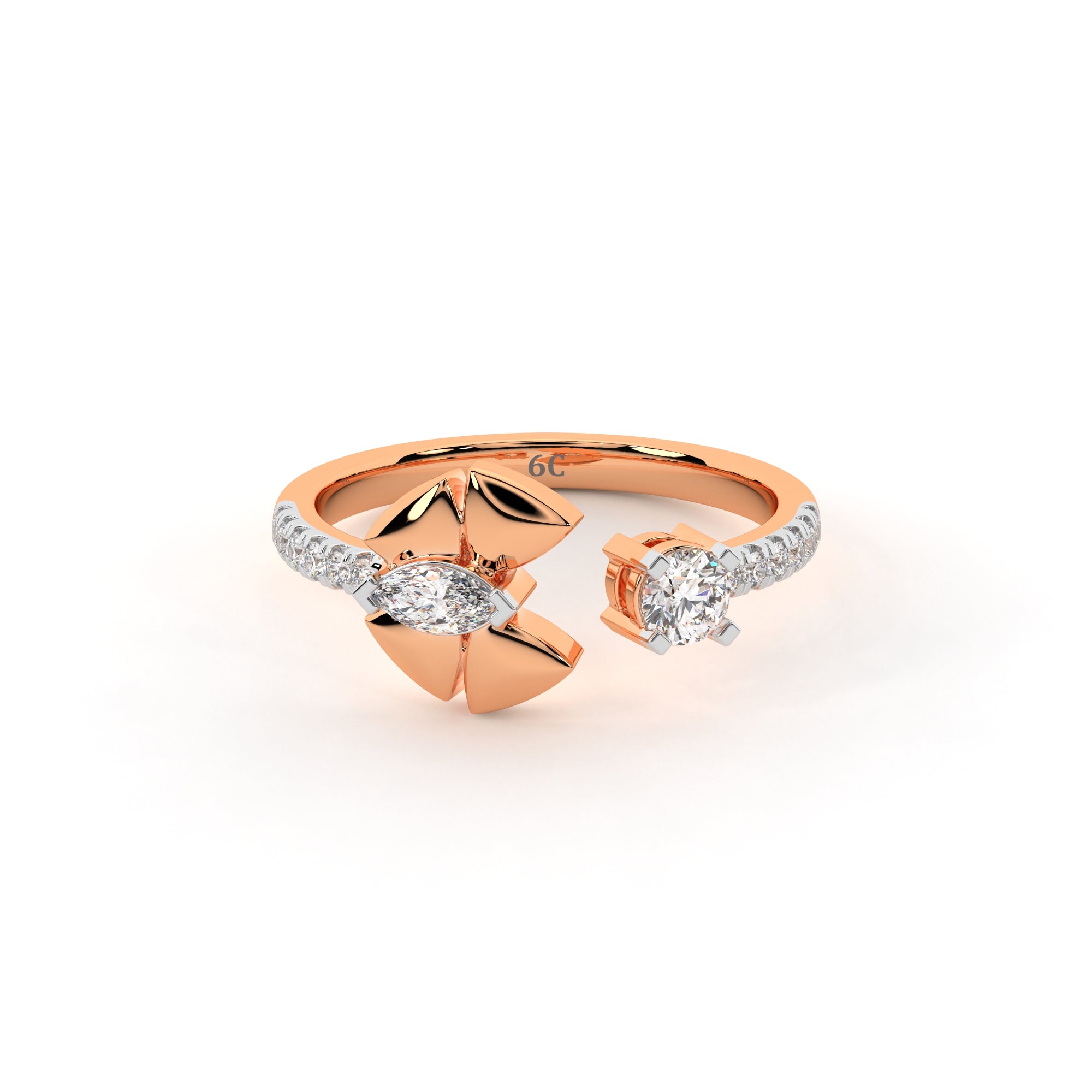 Blooming Love Diamond Butterfly Ring (Rose Gold)