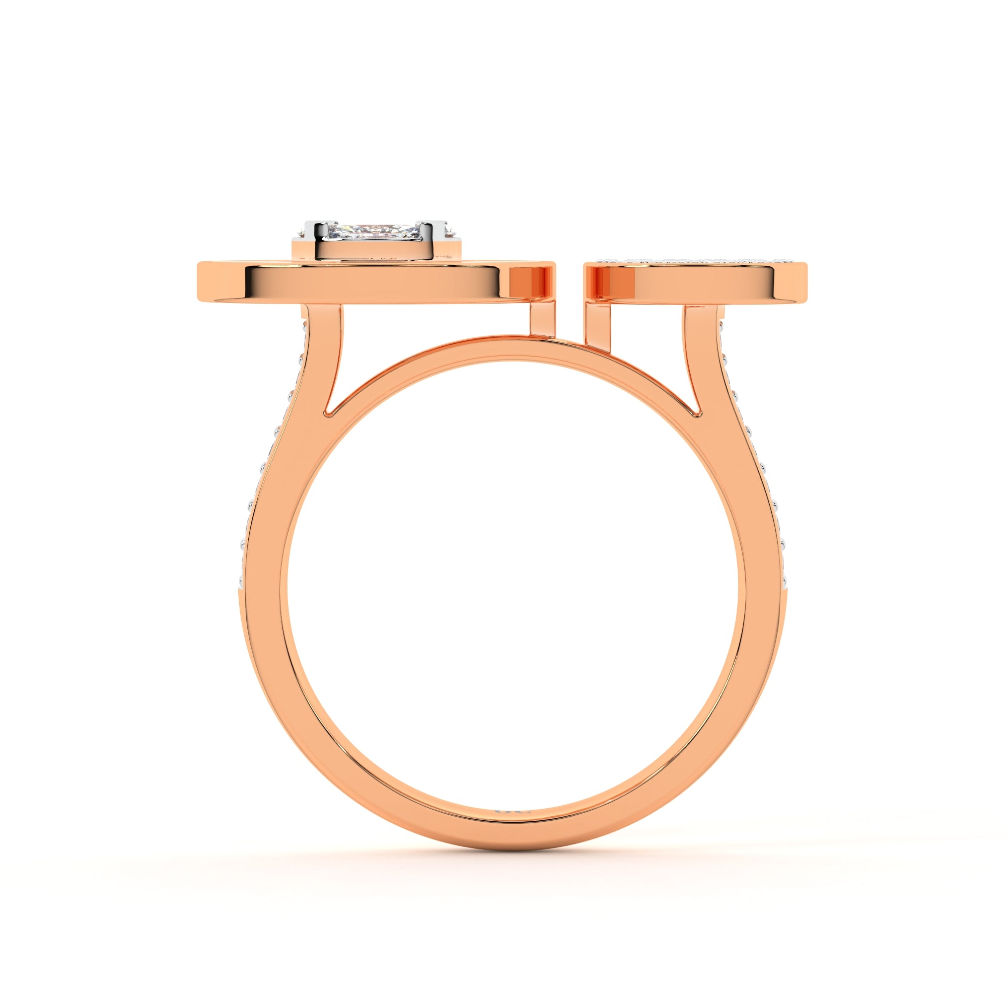 Double Circle Diamond & Malachite Ring (Rose Gold)