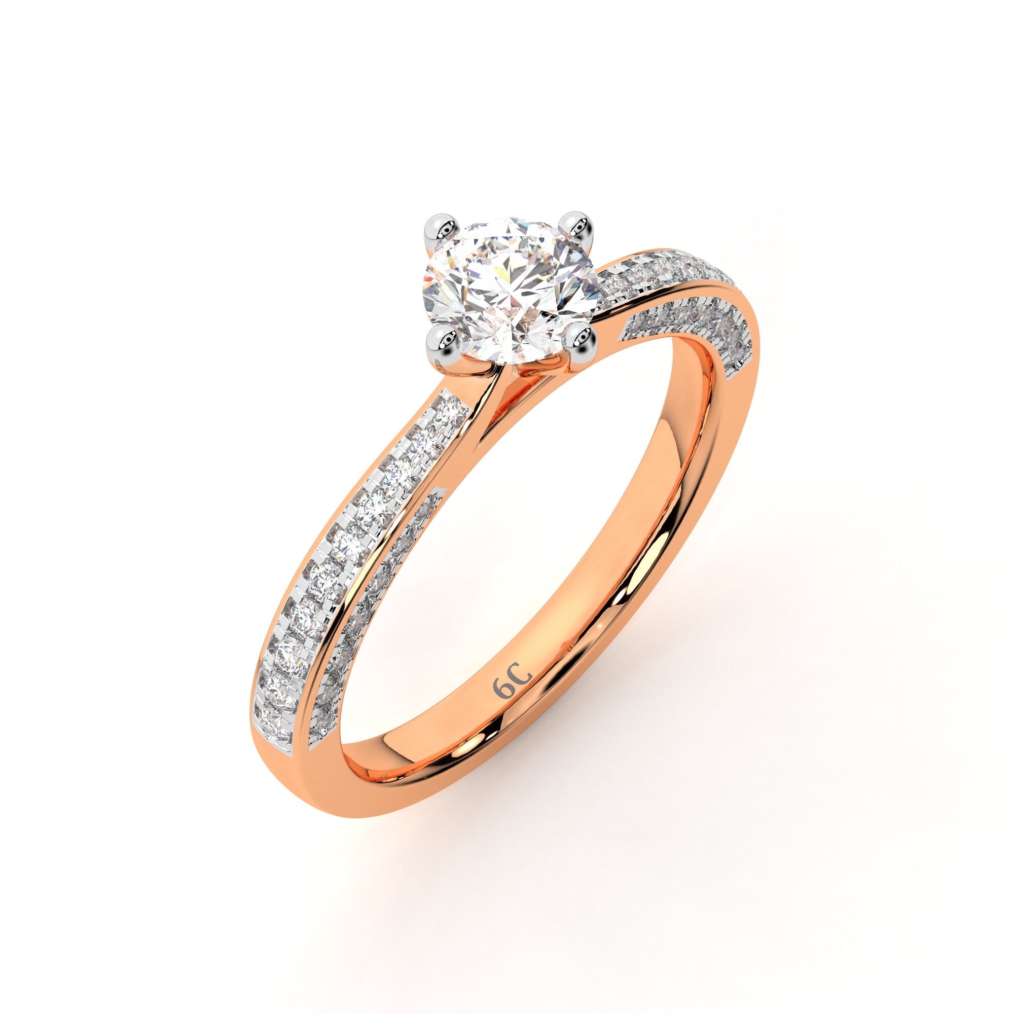 Dazzling Surroundings Solitaire Ring (Rose Gold)