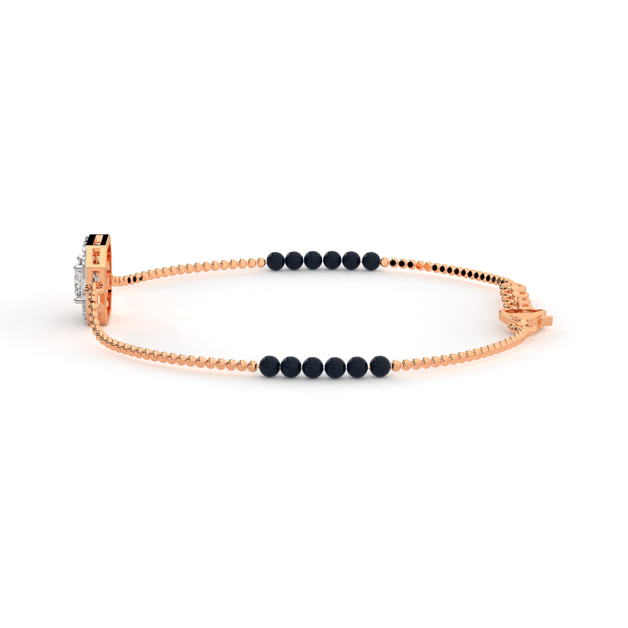 Dazzling Baguette Halo Bracelet (Rose Gold)
