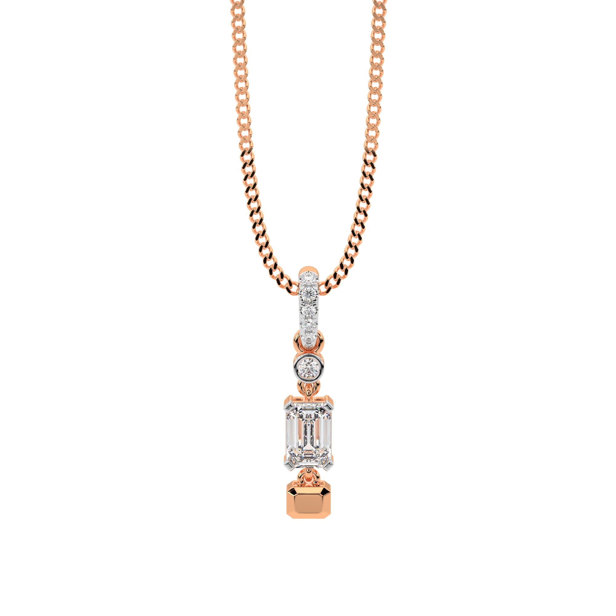 Luminous Emerald Dangling Pendant (Rose Gold)