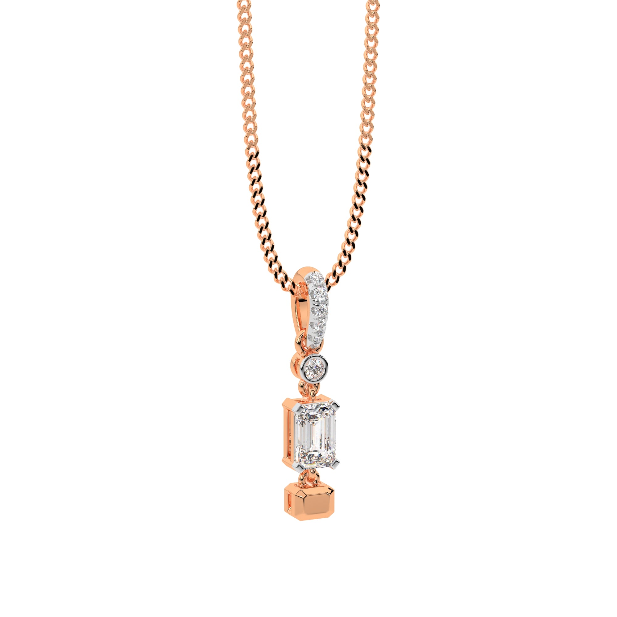 Luminous Emerald Dangling Pendant (Rose Gold)