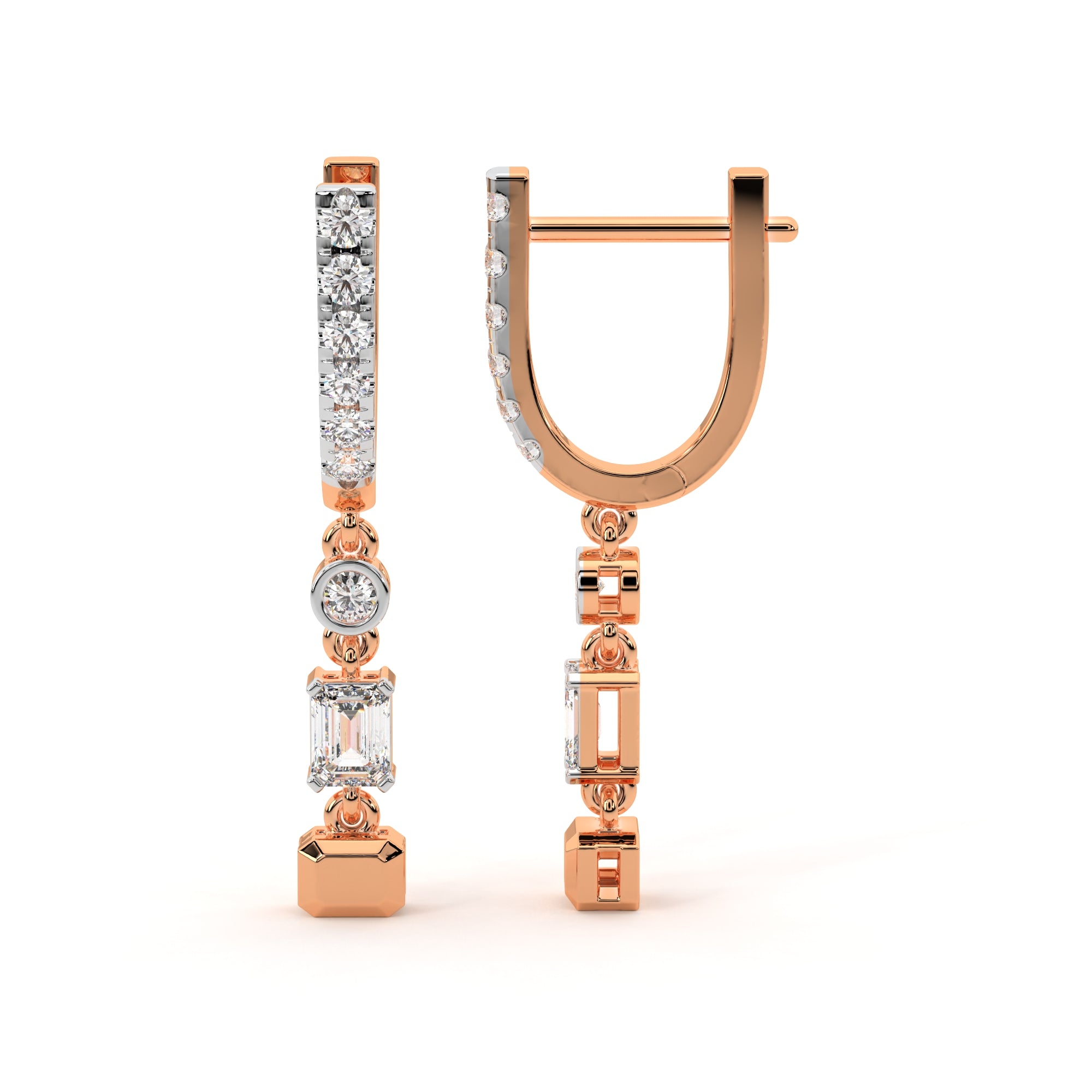 Luminous Emerald Dangling Earrings (Rose Gold)