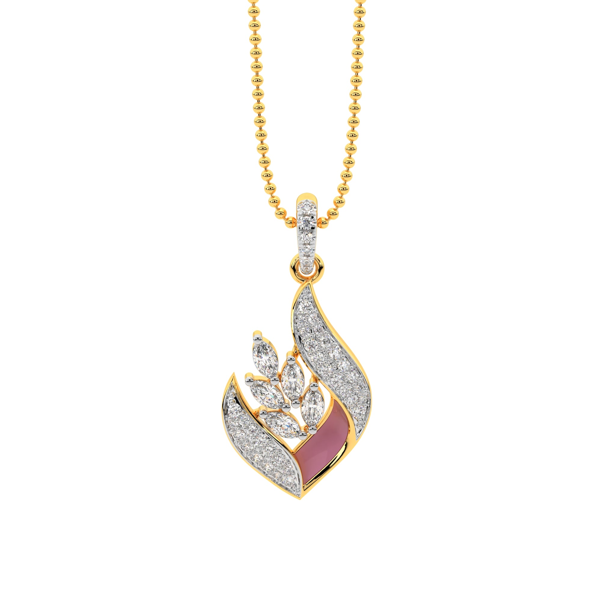 Marquise Leaf MOP Diamond Pendant