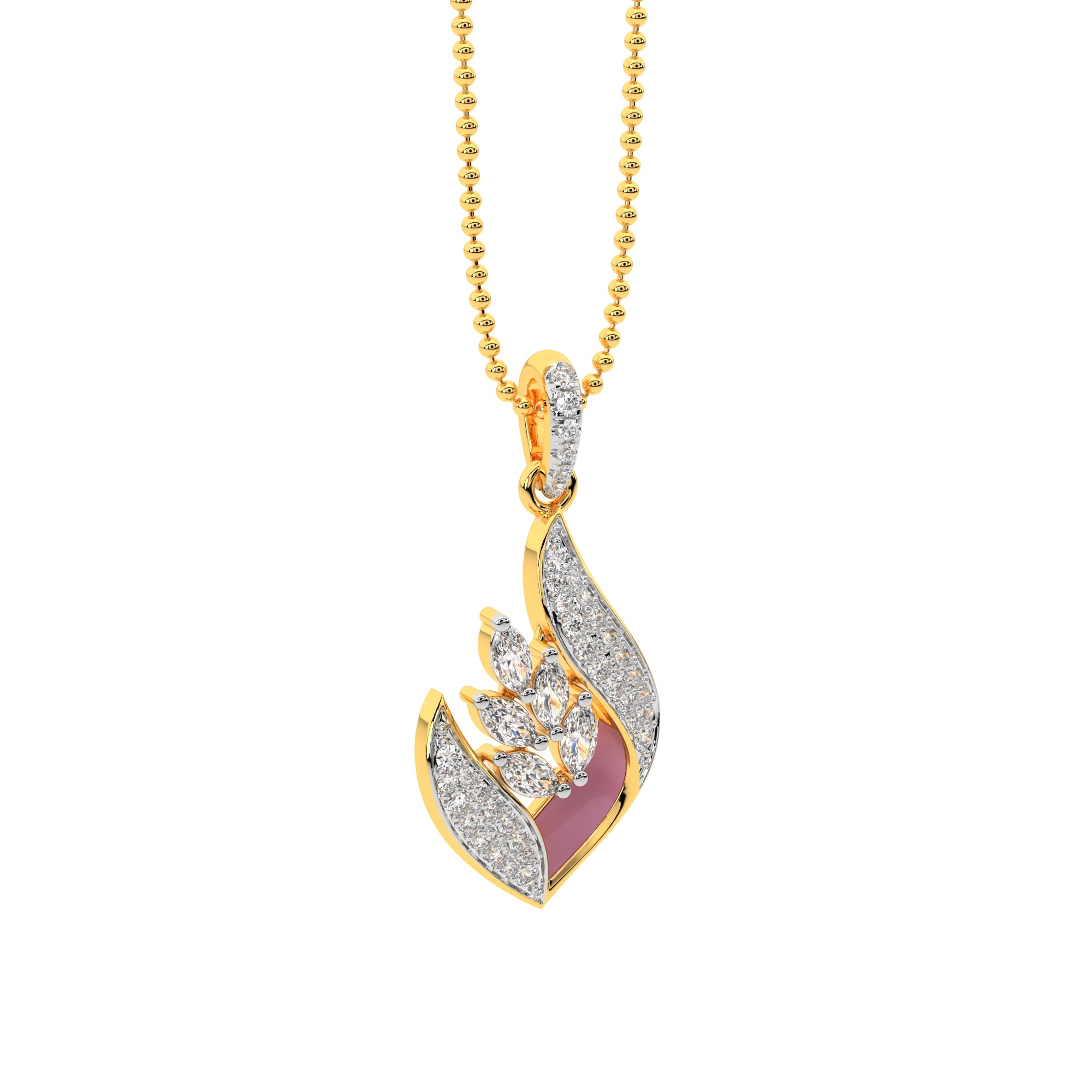 Marquise Leaf MOP Diamond Pendant