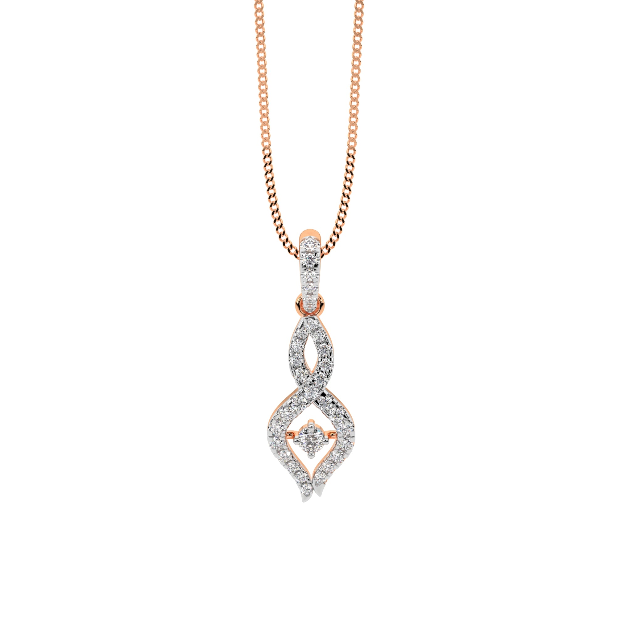 Graceful Swirl Diamond Pendant (Rose Gold)