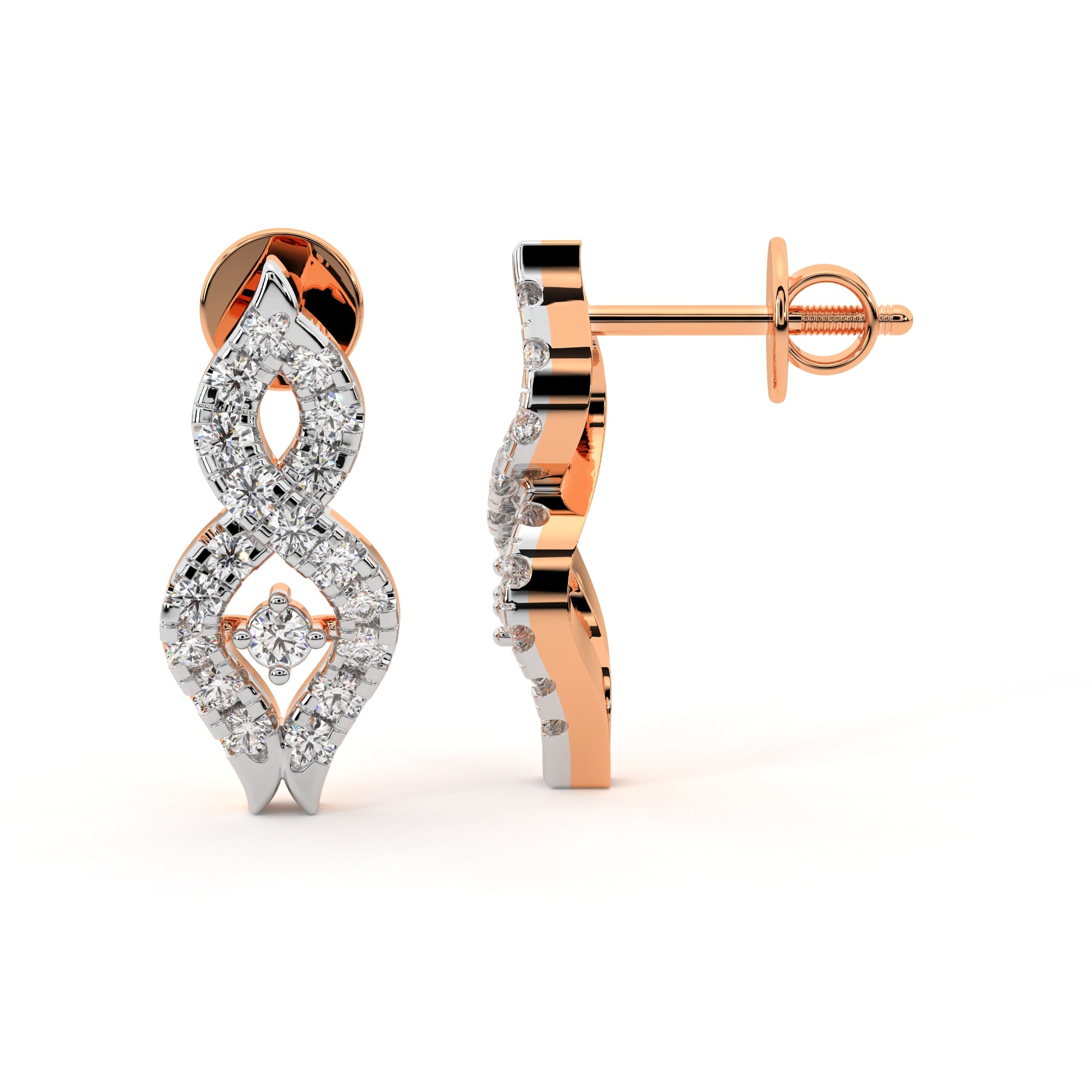 Timeless Swirl Diamond Earrings (Rose Gold)