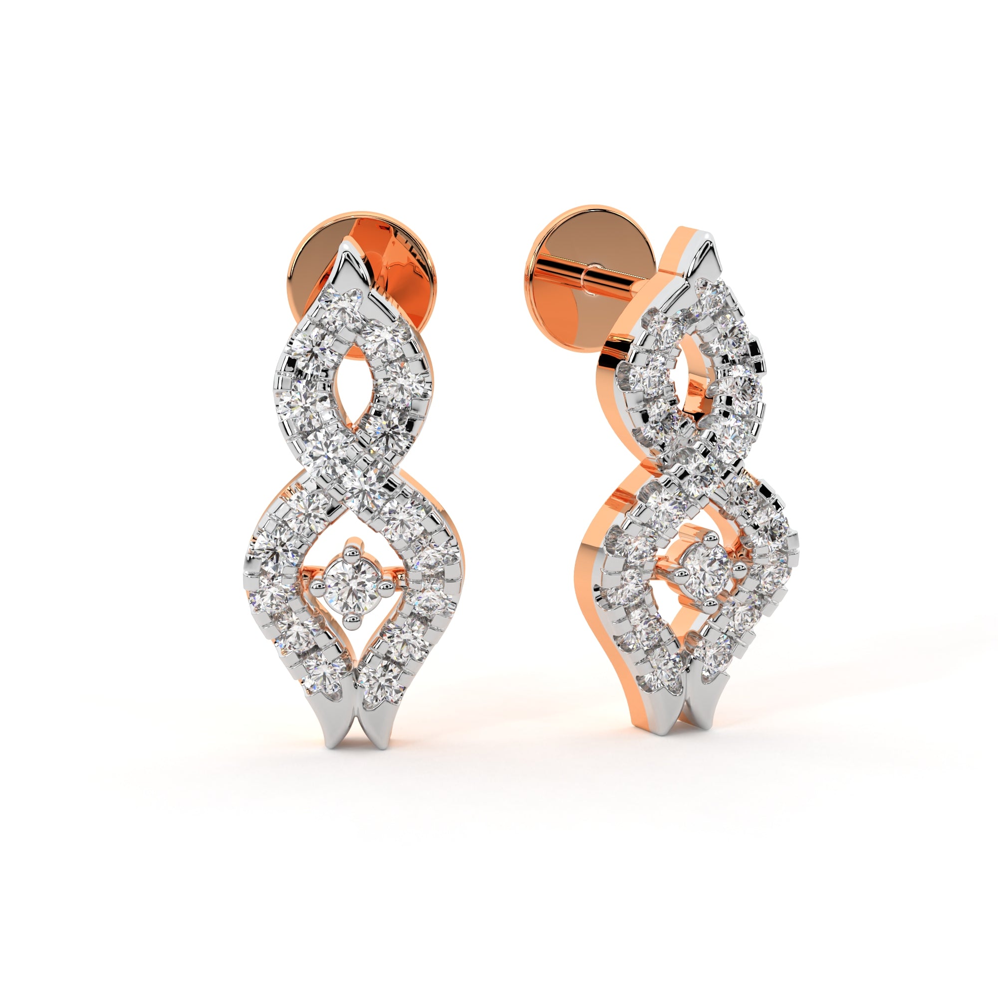 Timeless Swirl Lab Grown Diamond Earrings | Rose Gold | The6c