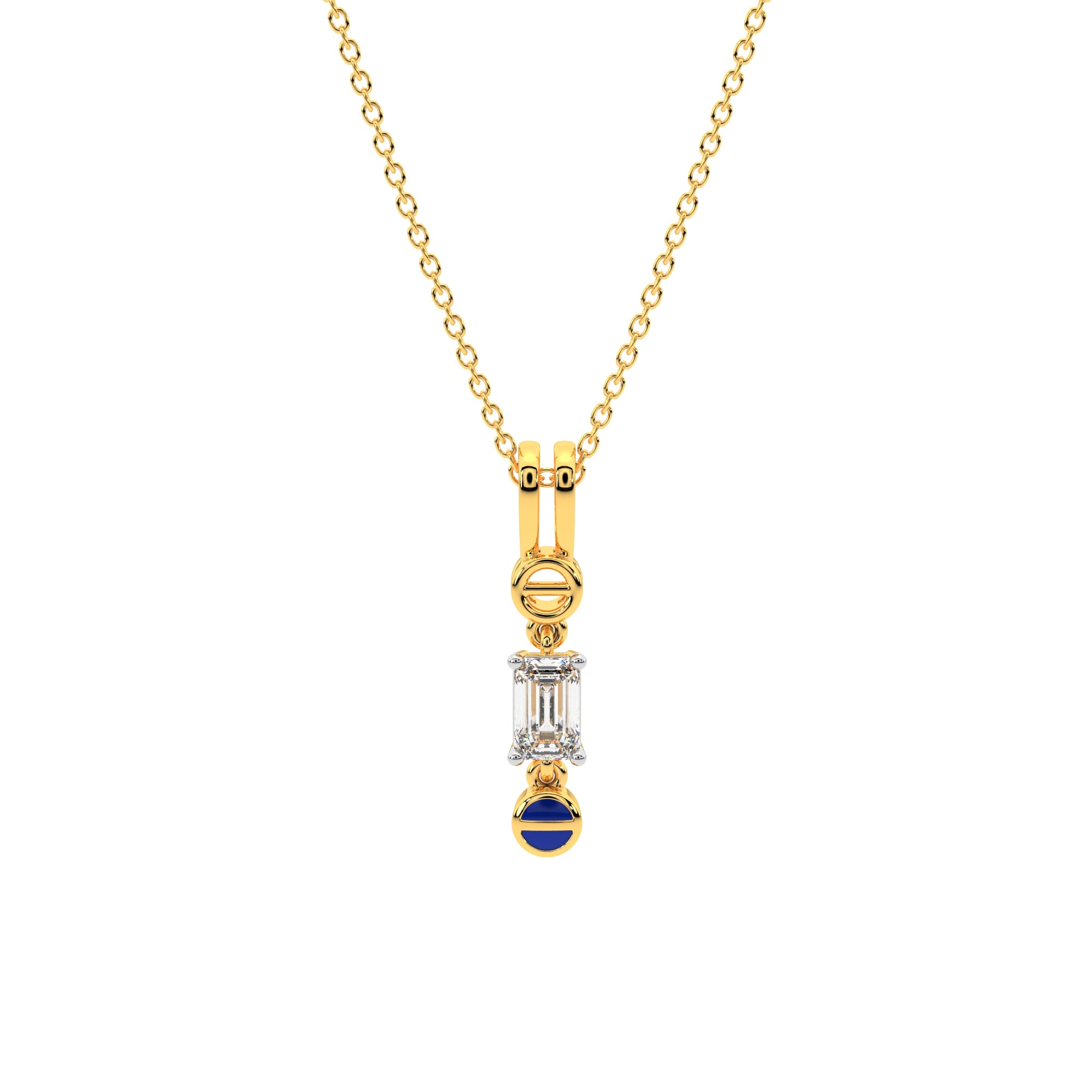 Entwined Emerald Shape Diamond Pendant