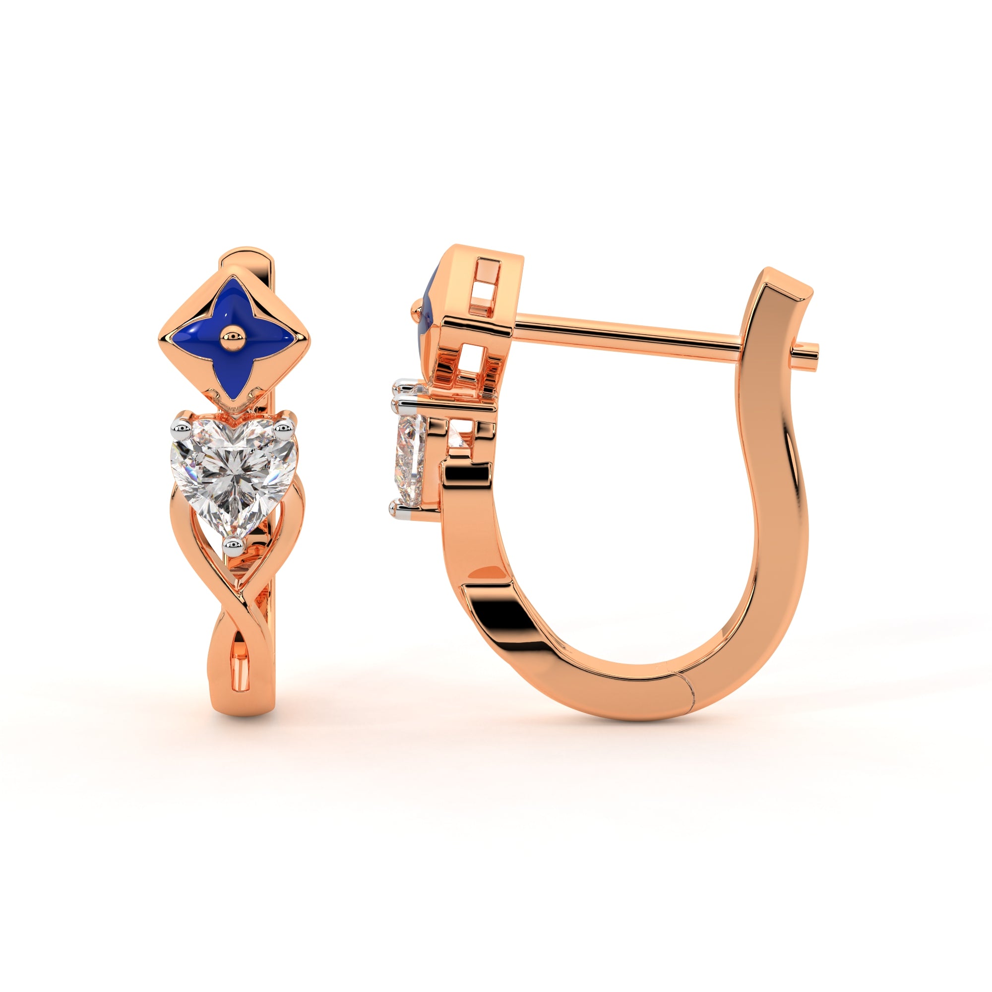 Starlit Heart Diamond Earrings (Rose Gold)