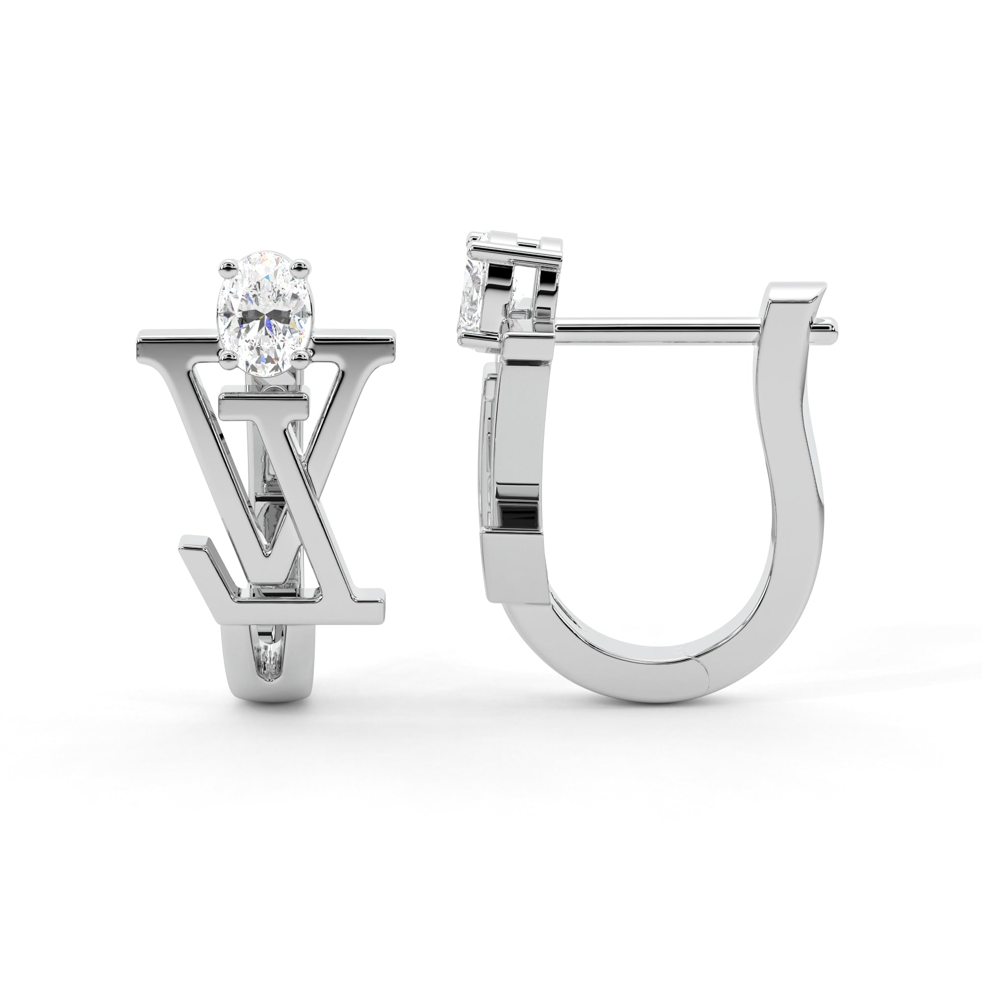 LV Oval Diamond Earrings