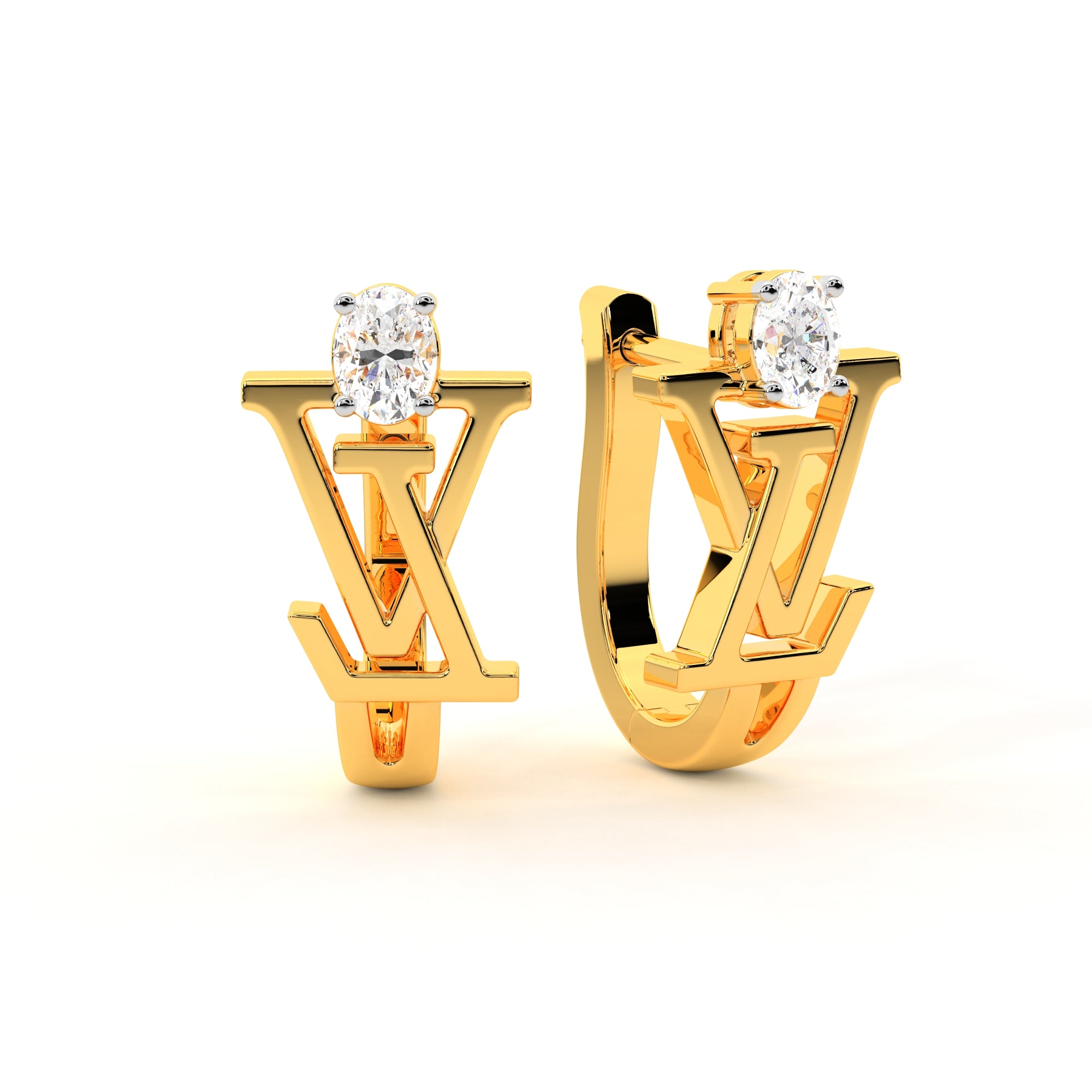 LV Oval Diamond Earrings