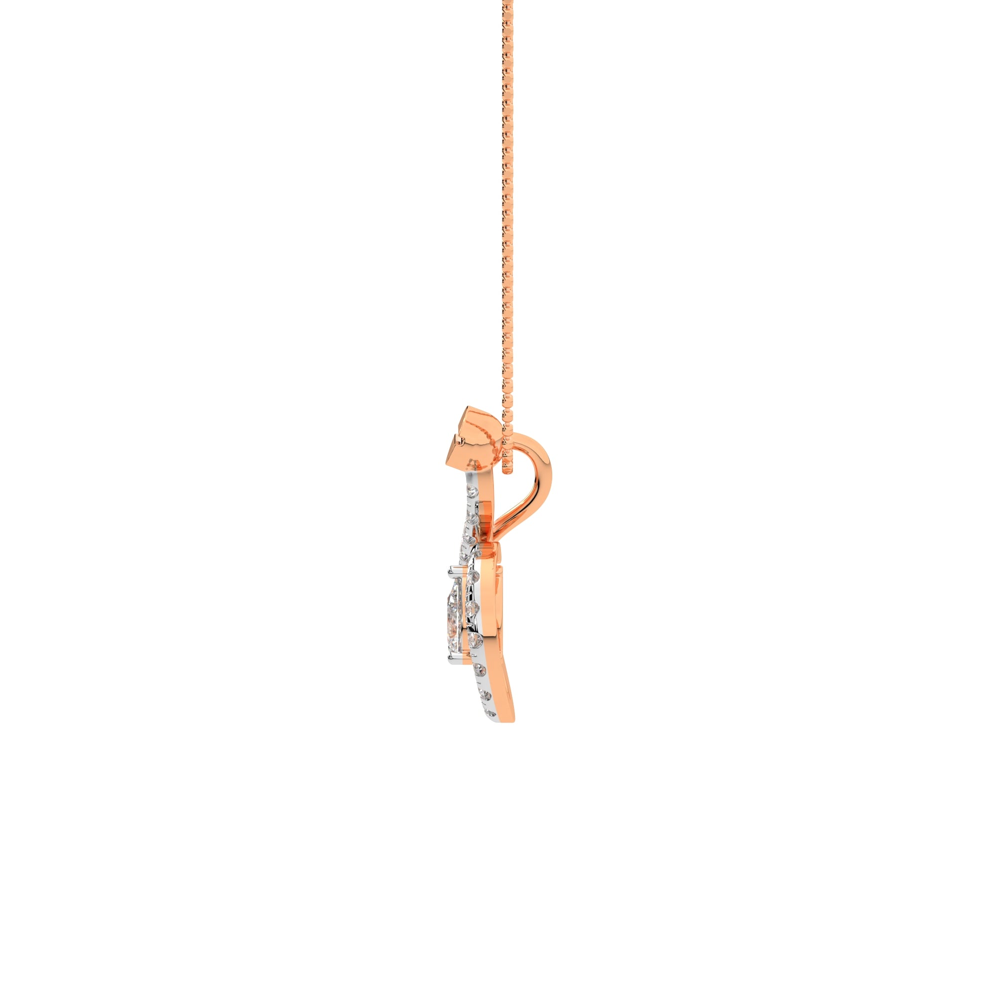 Whispering Embrace Pear Diamond Pendant (Rose Gold)