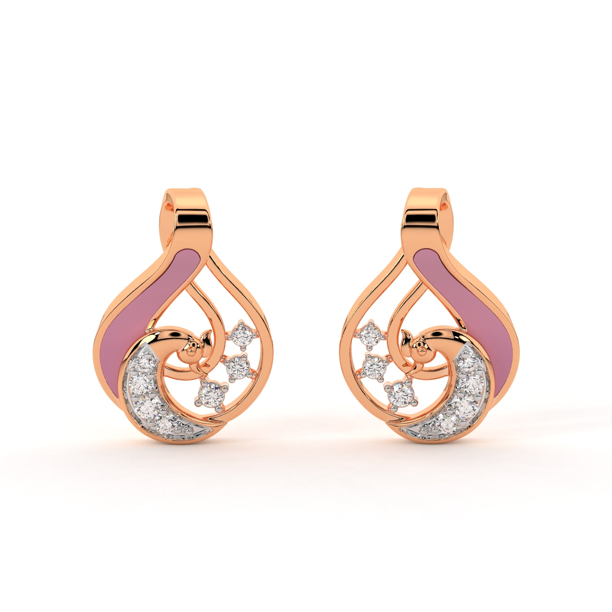 MOP Peacock Diamond Earrings