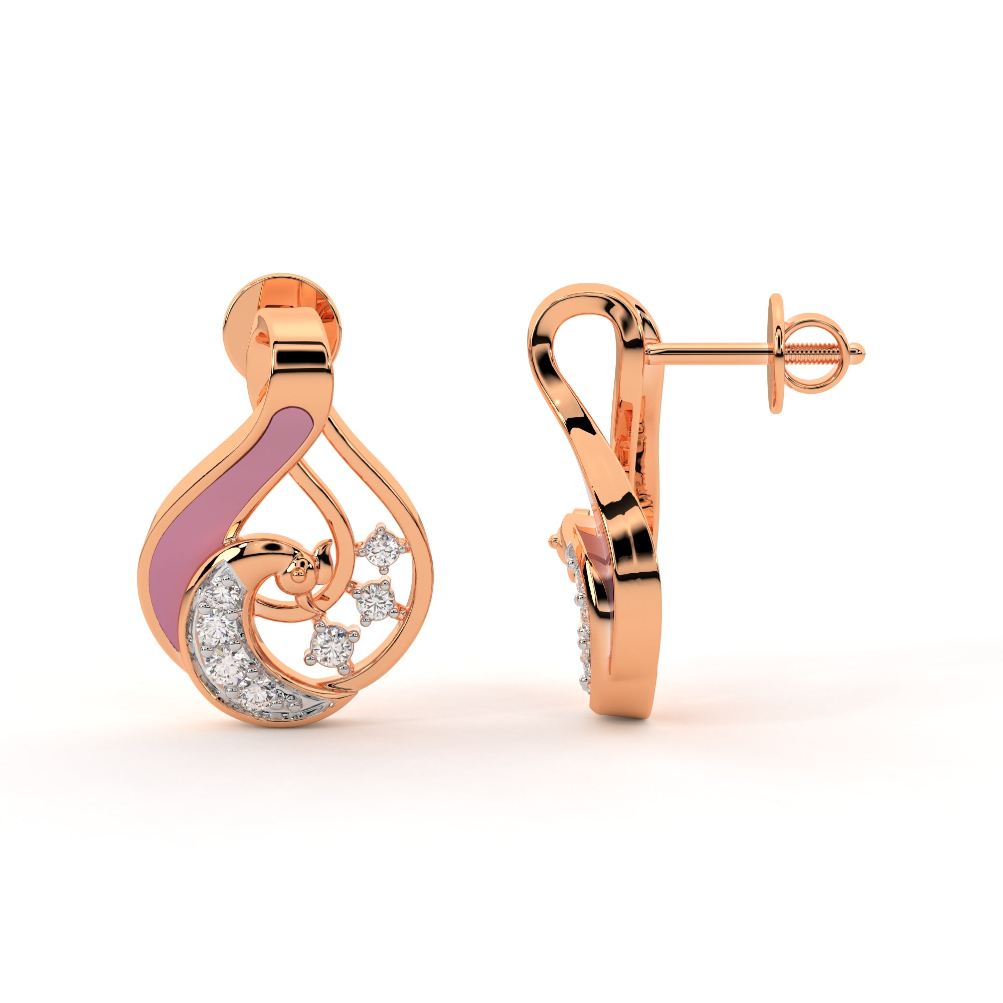 MOP Peacock Diamond Earrings