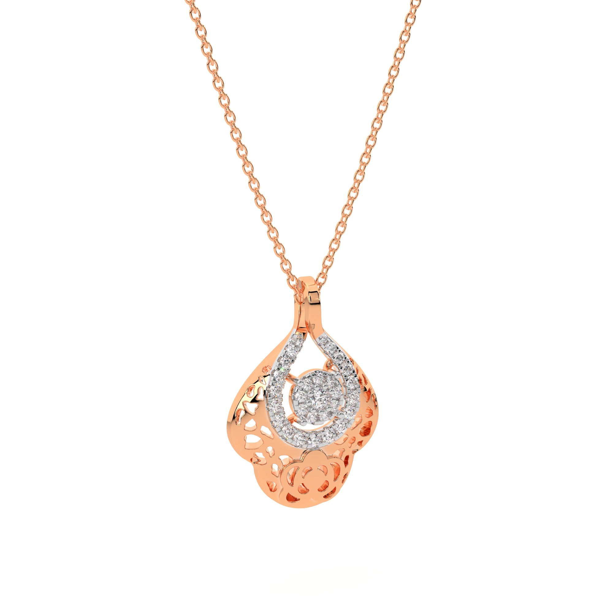 Sparkling Flower of Life Diamond Necklace (Rose Gold)