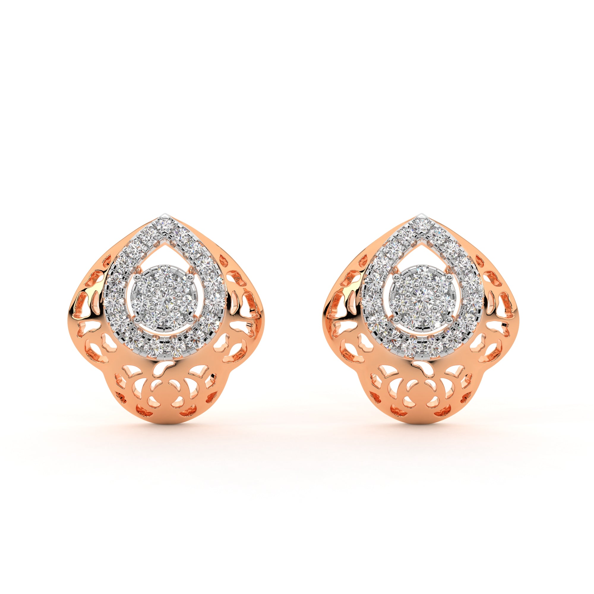 Sparkling Flower of Life Diamond Studs (Rose Gold)