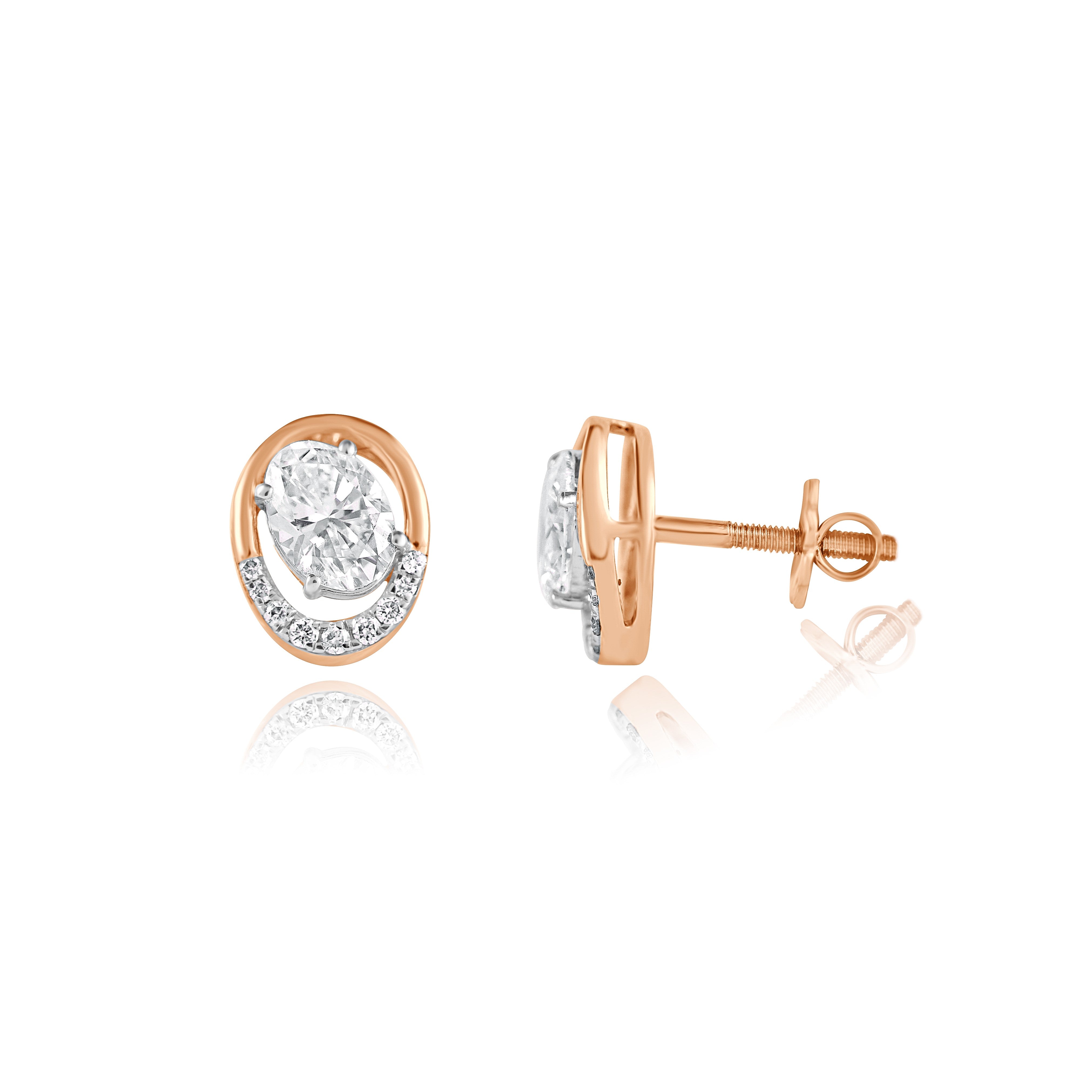 Rose gold earrings with clear gemstones