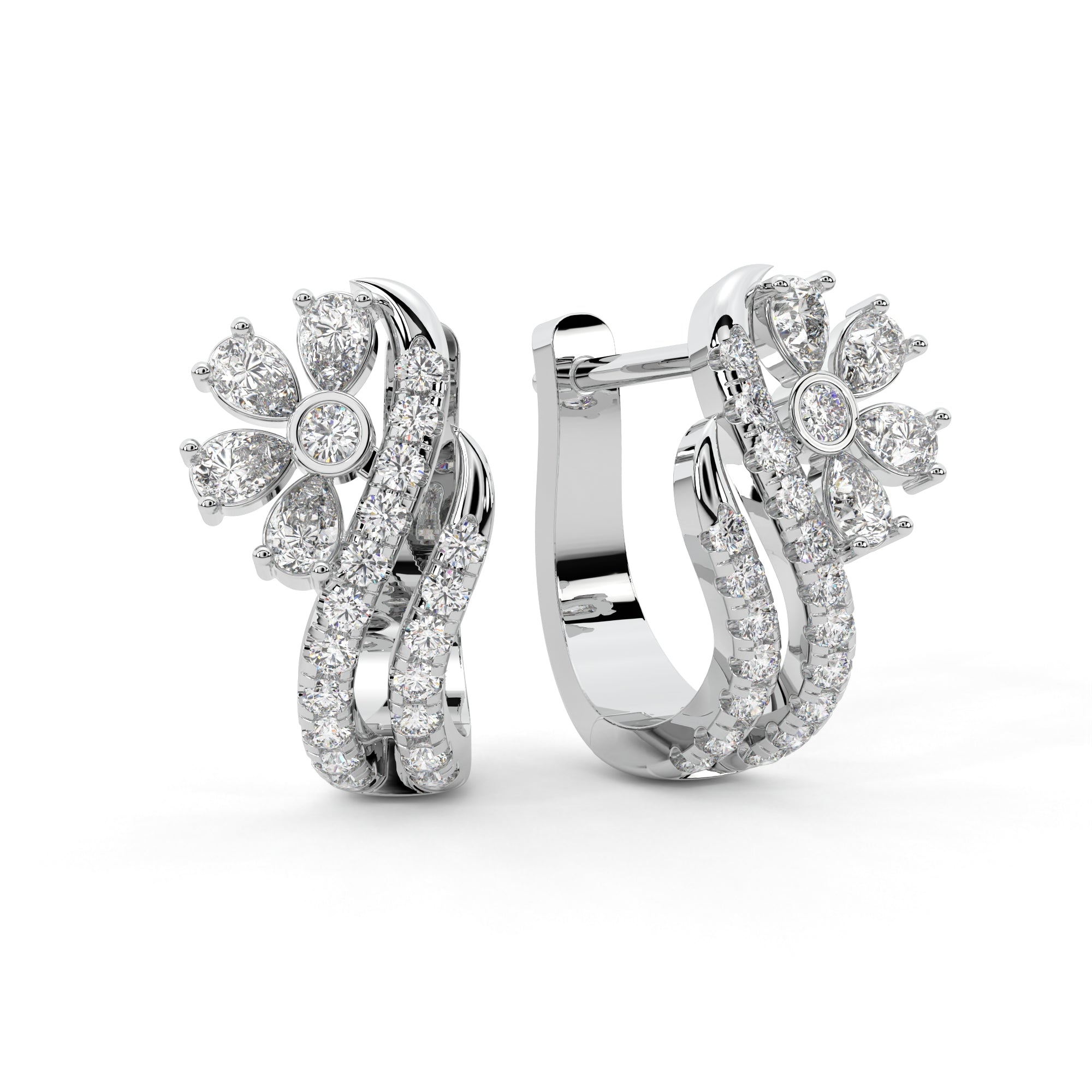 Brilliant Dancing Diamond Swirl Hoop