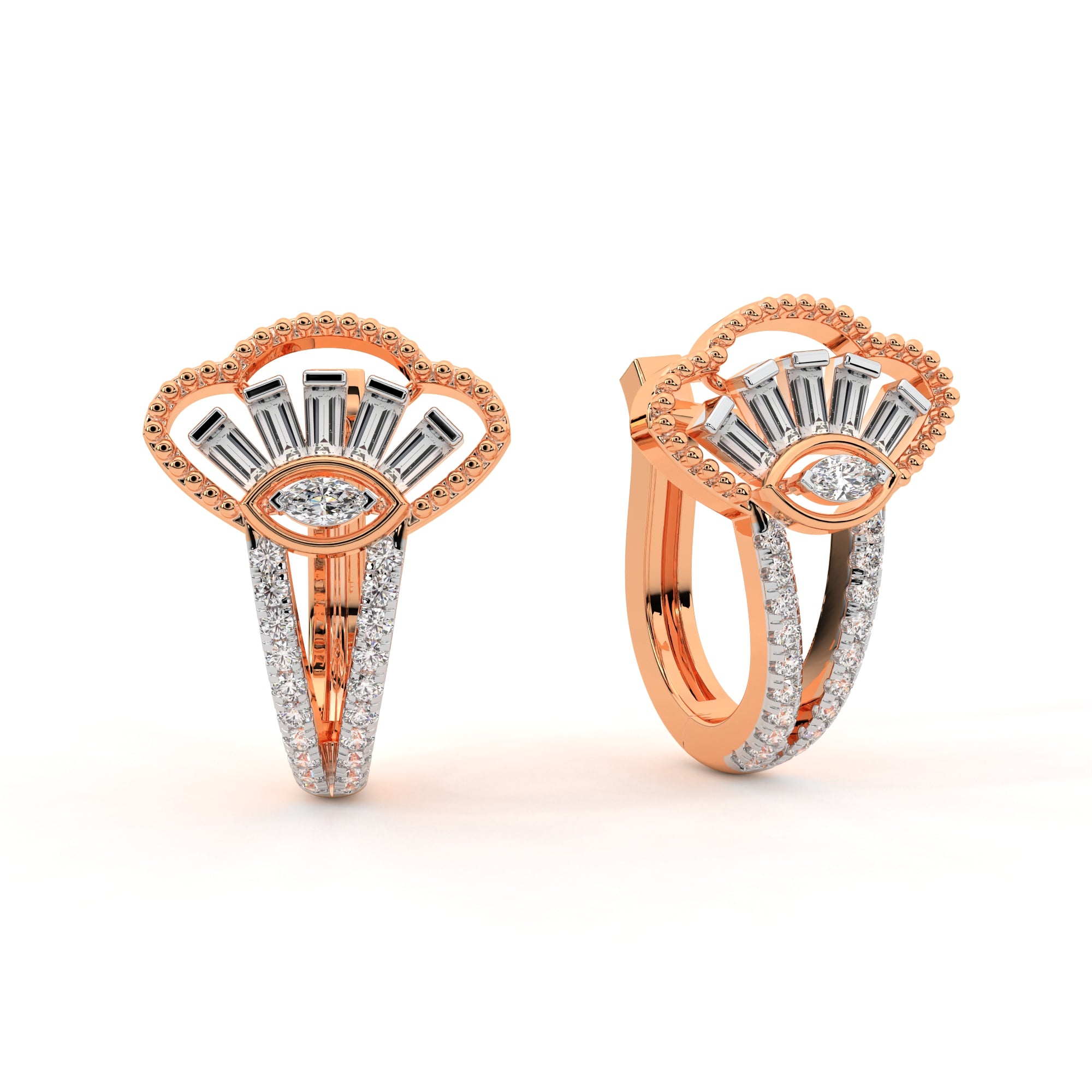 Lucky Diamond Gaze Hoops (Rose Gold)