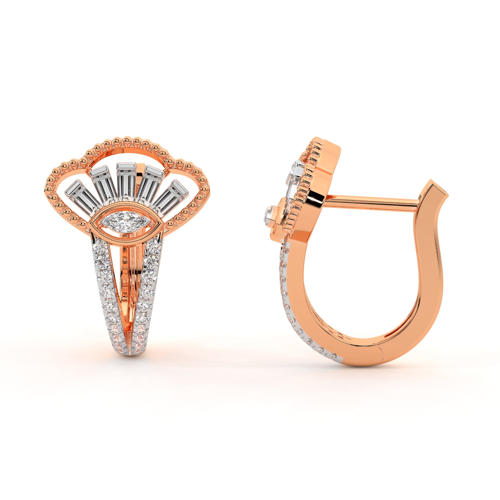 Lucky Diamond Gaze Hoops (Rose Gold)