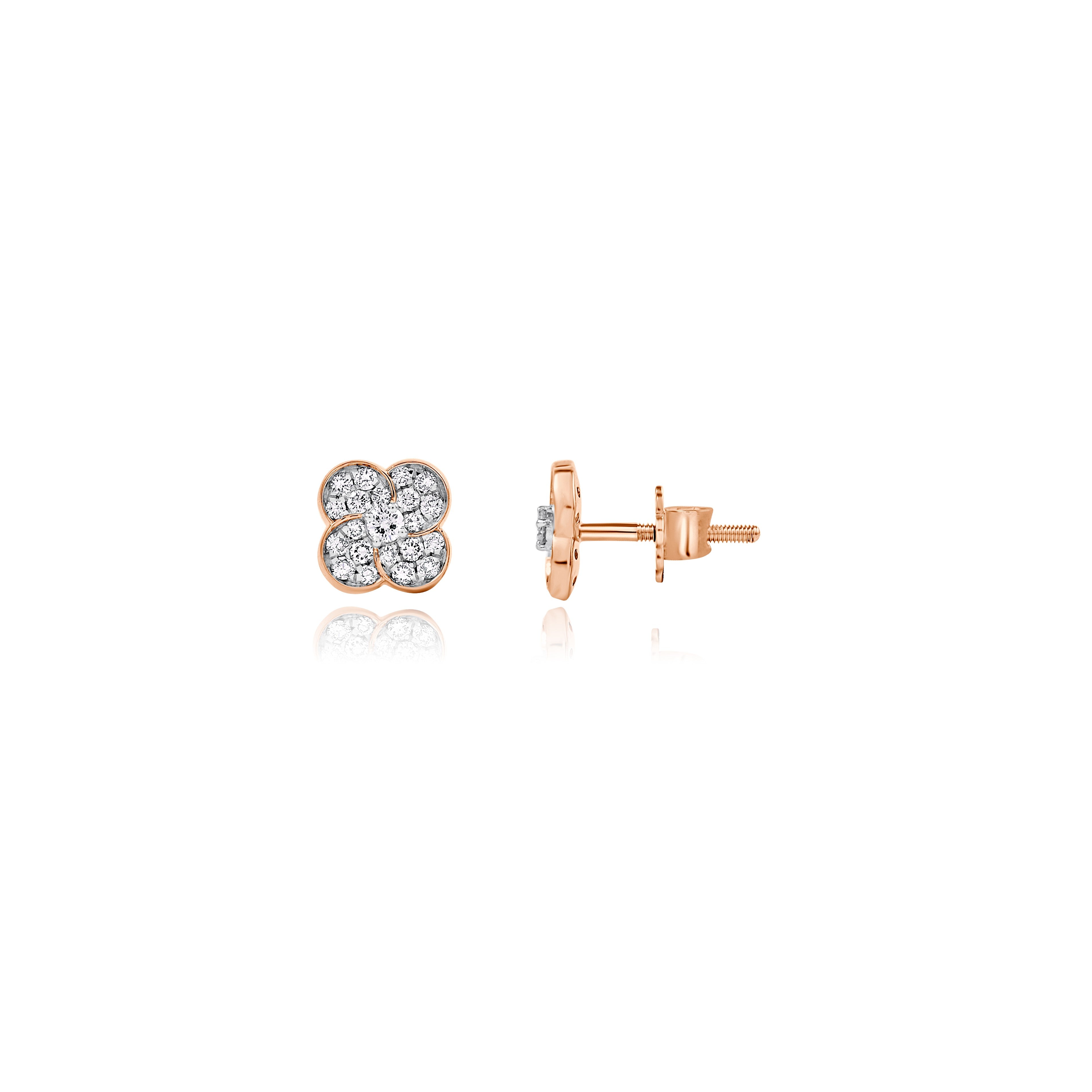 Rose gold floral lab grown earrings