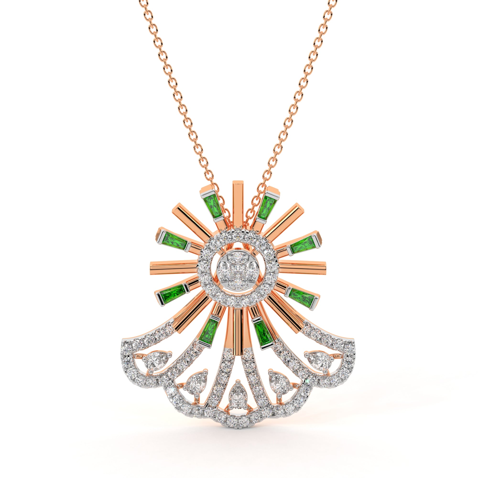 Office-Ready Sparkling Diamond Pendant (Rose Gold)