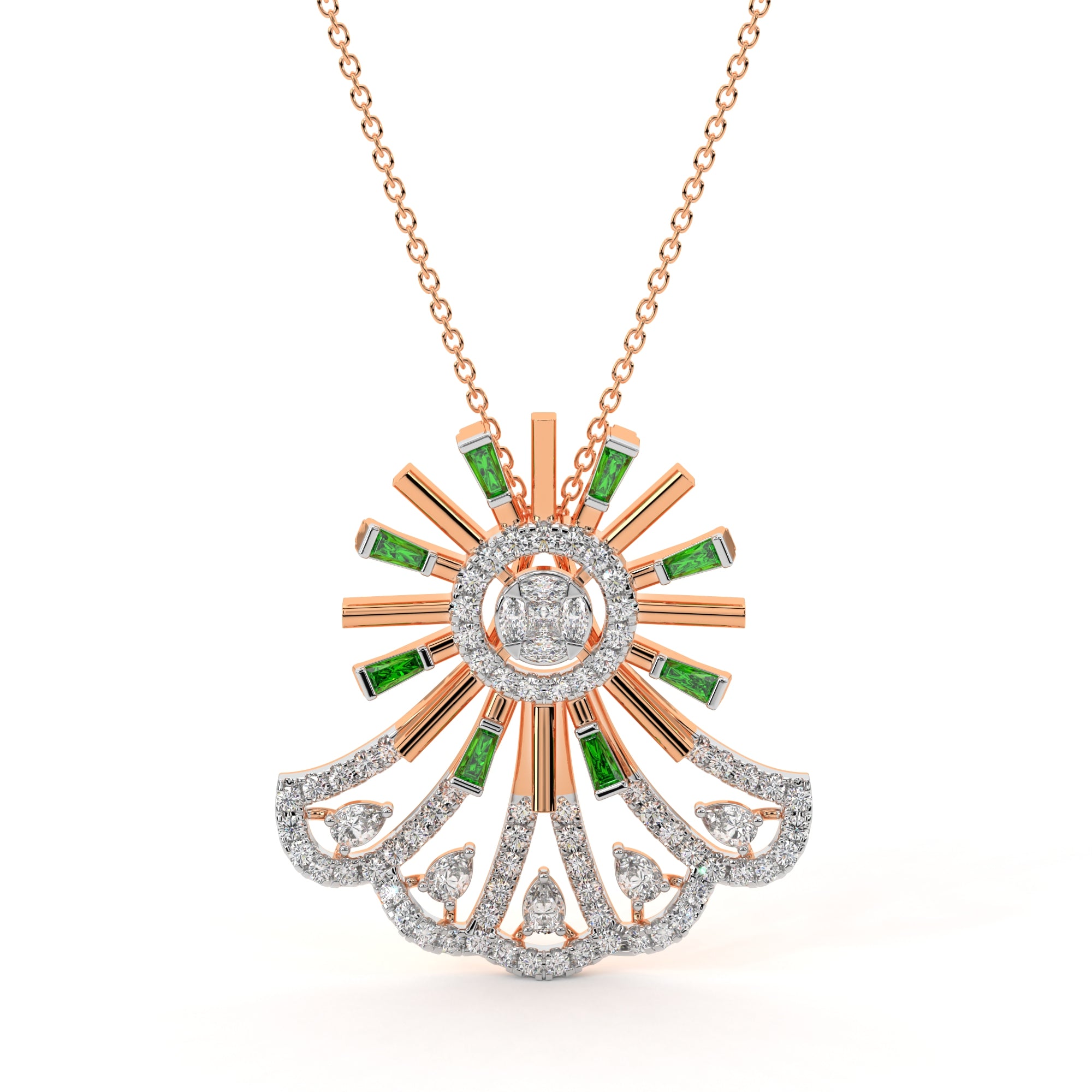 Office-Ready Sparkling Diamond Pendant (Rose Gold)