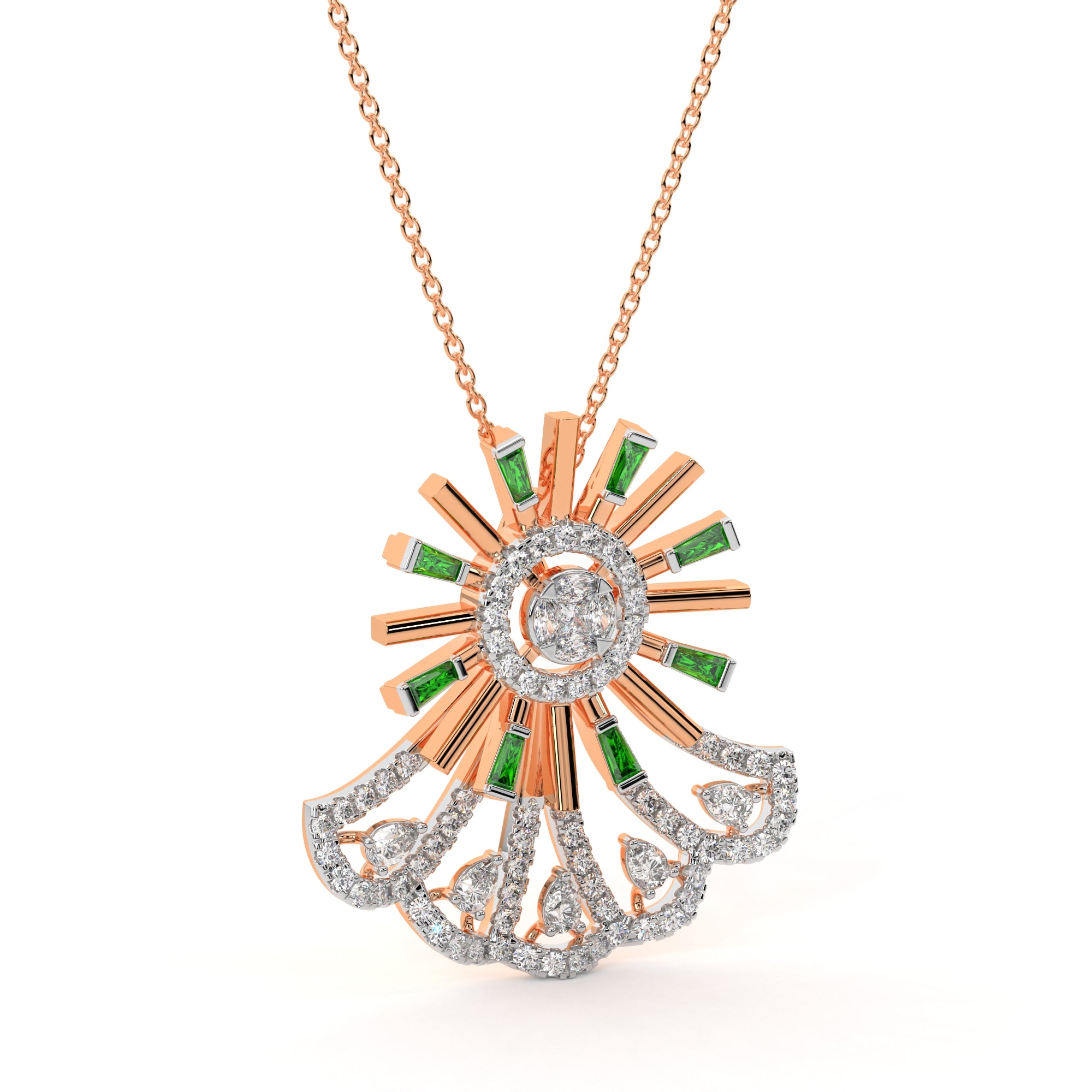 Office-Ready Sparkling Diamond Pendant (Rose Gold)