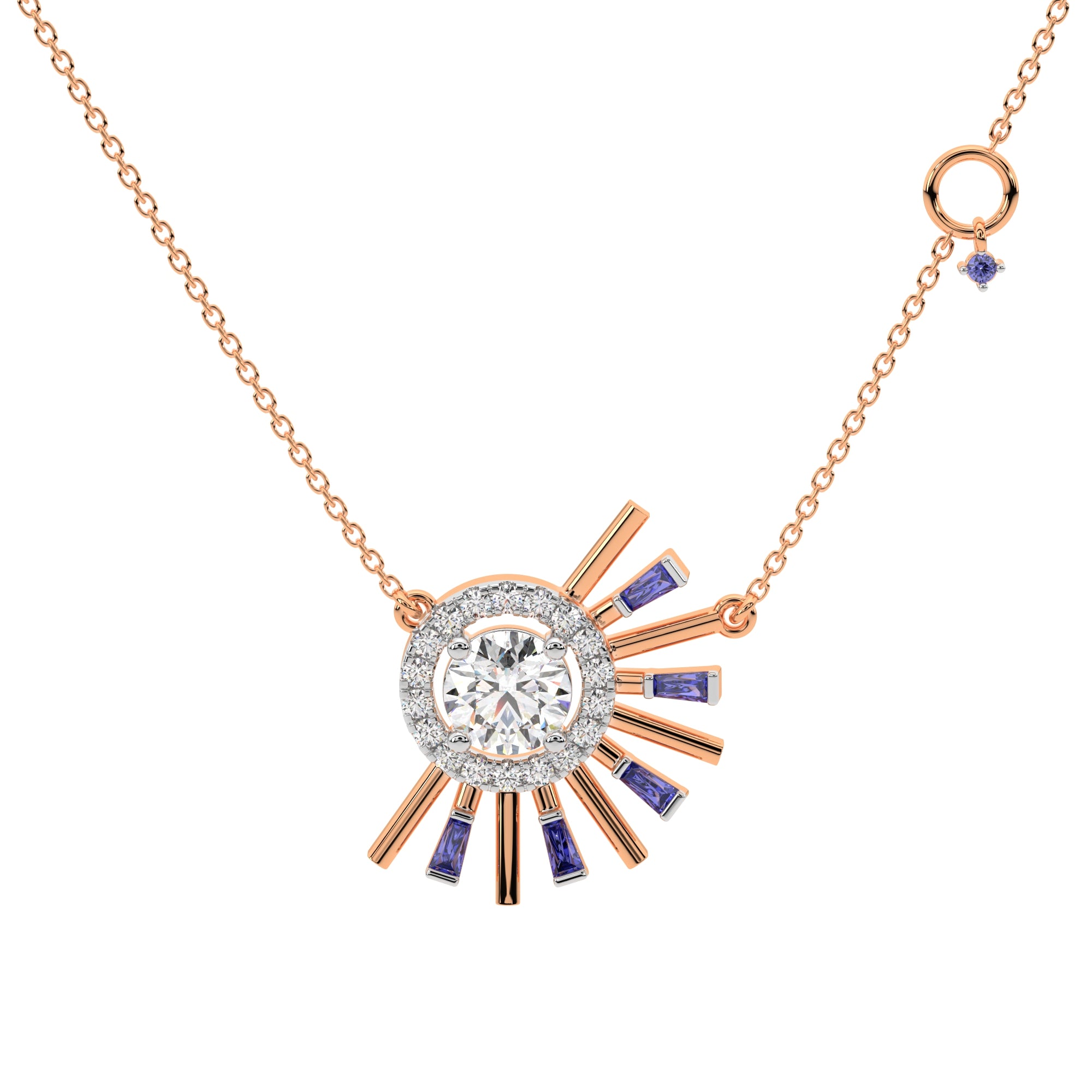 Baguette Diamond Pendant with Sunshine (Rose Gold)