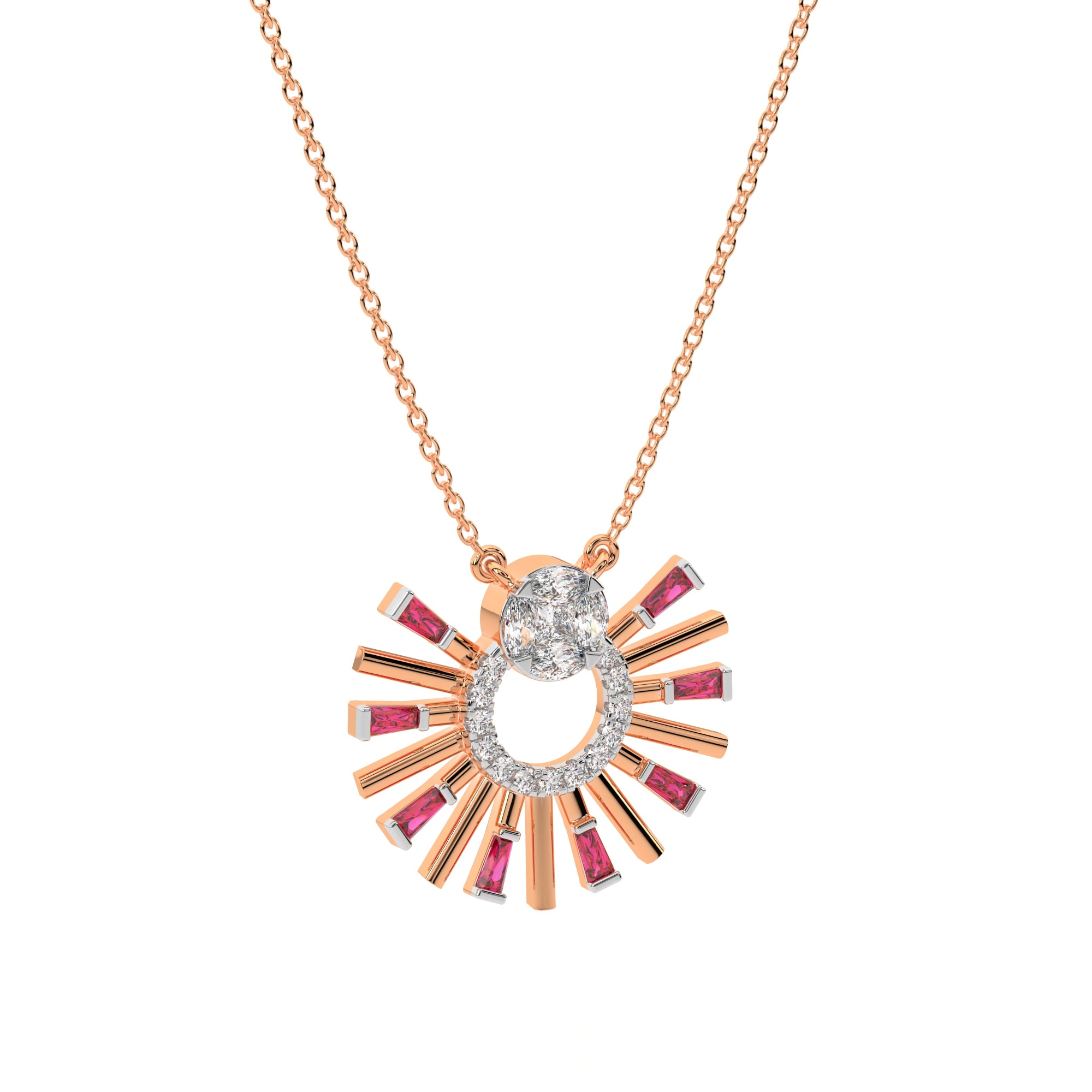 Dual-Tone Diamond Interlocking Pendant (Rose Gold)