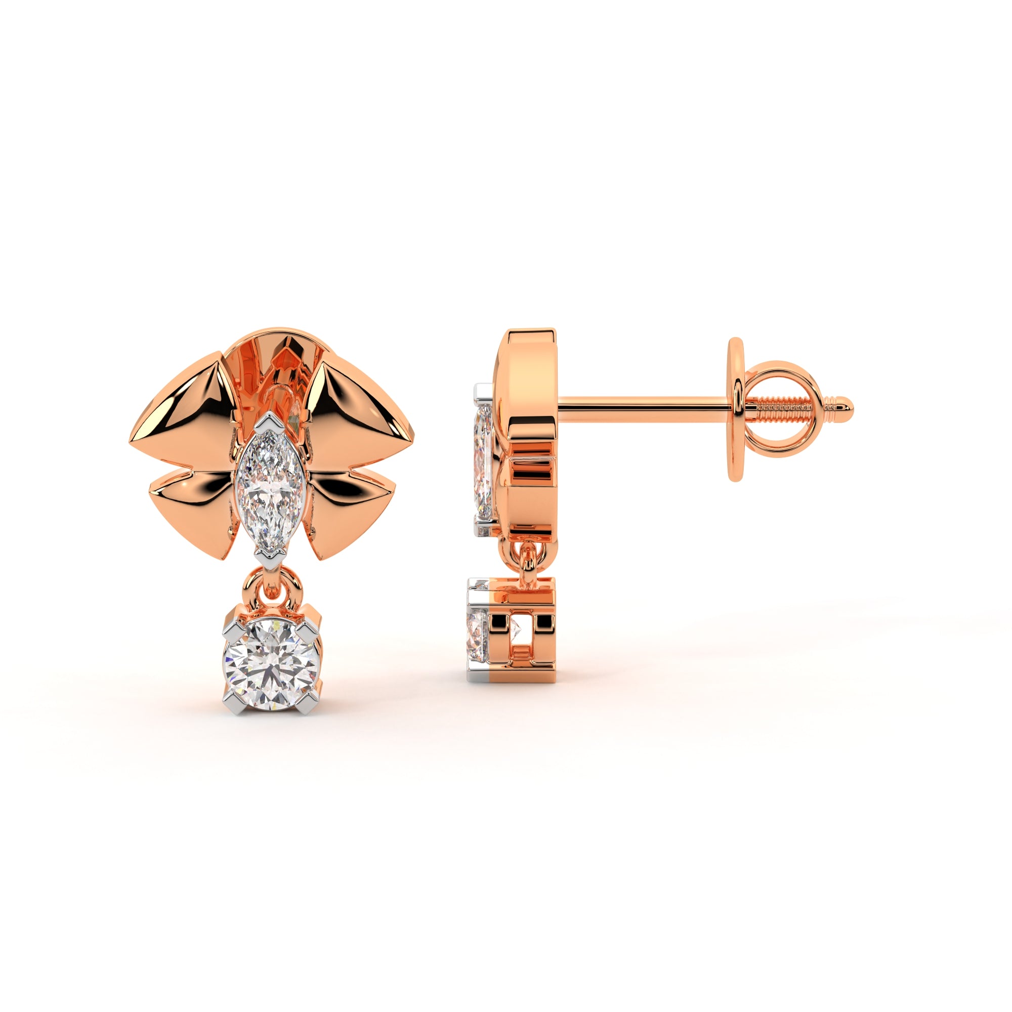 Fluttering Diamond Butterfly Earrings (Rose Gold)