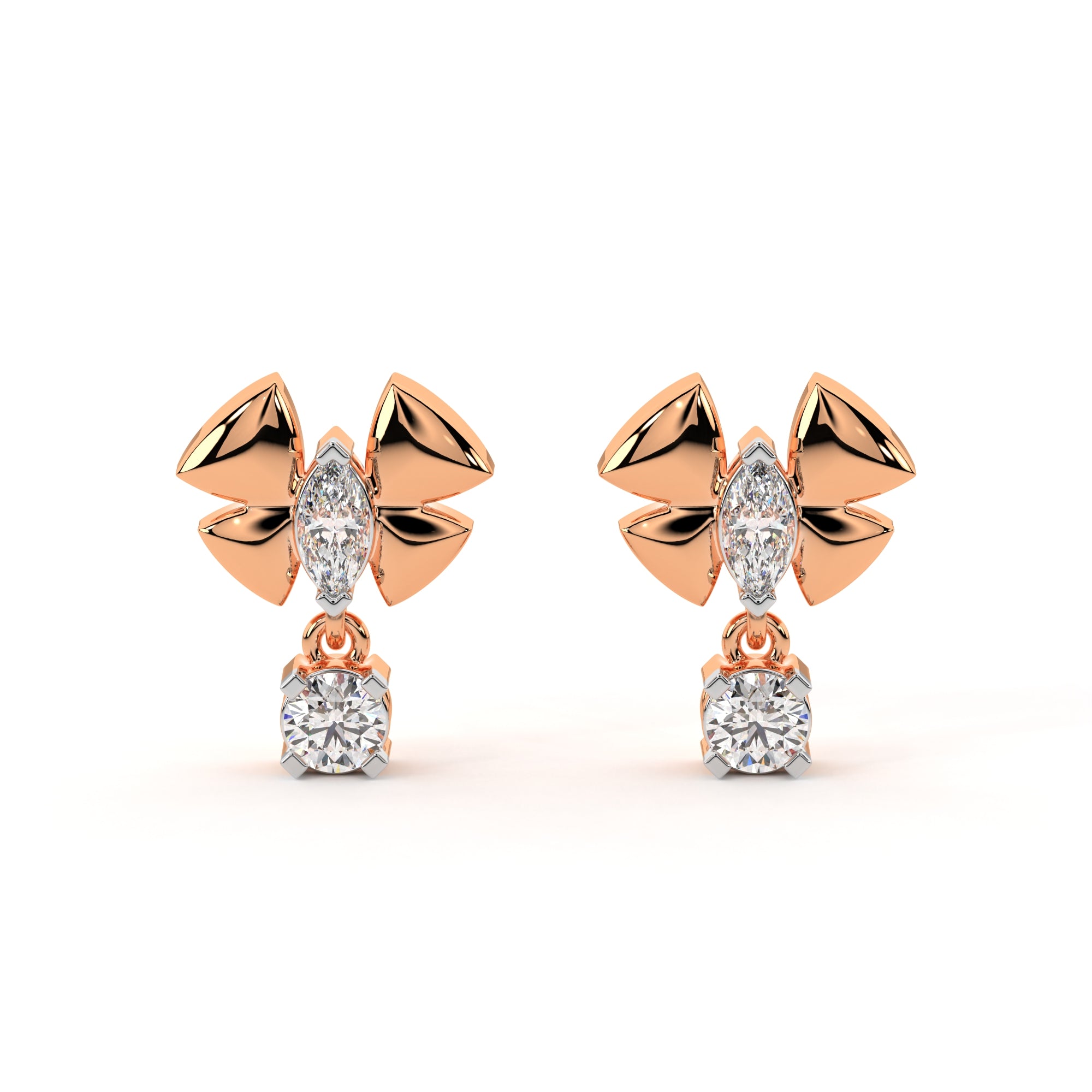 Fluttering Diamond Butterfly Earrings (Rose Gold)