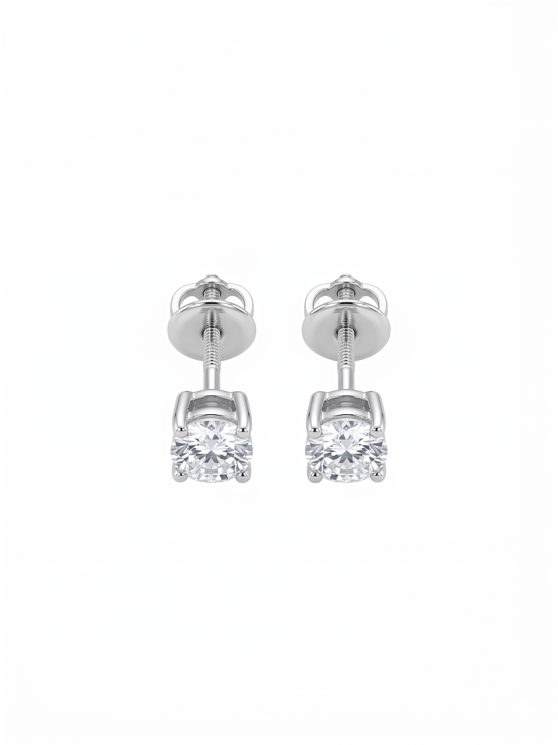 Classic Four-Prong Round Lab-Grown Diamond Stud Earrings