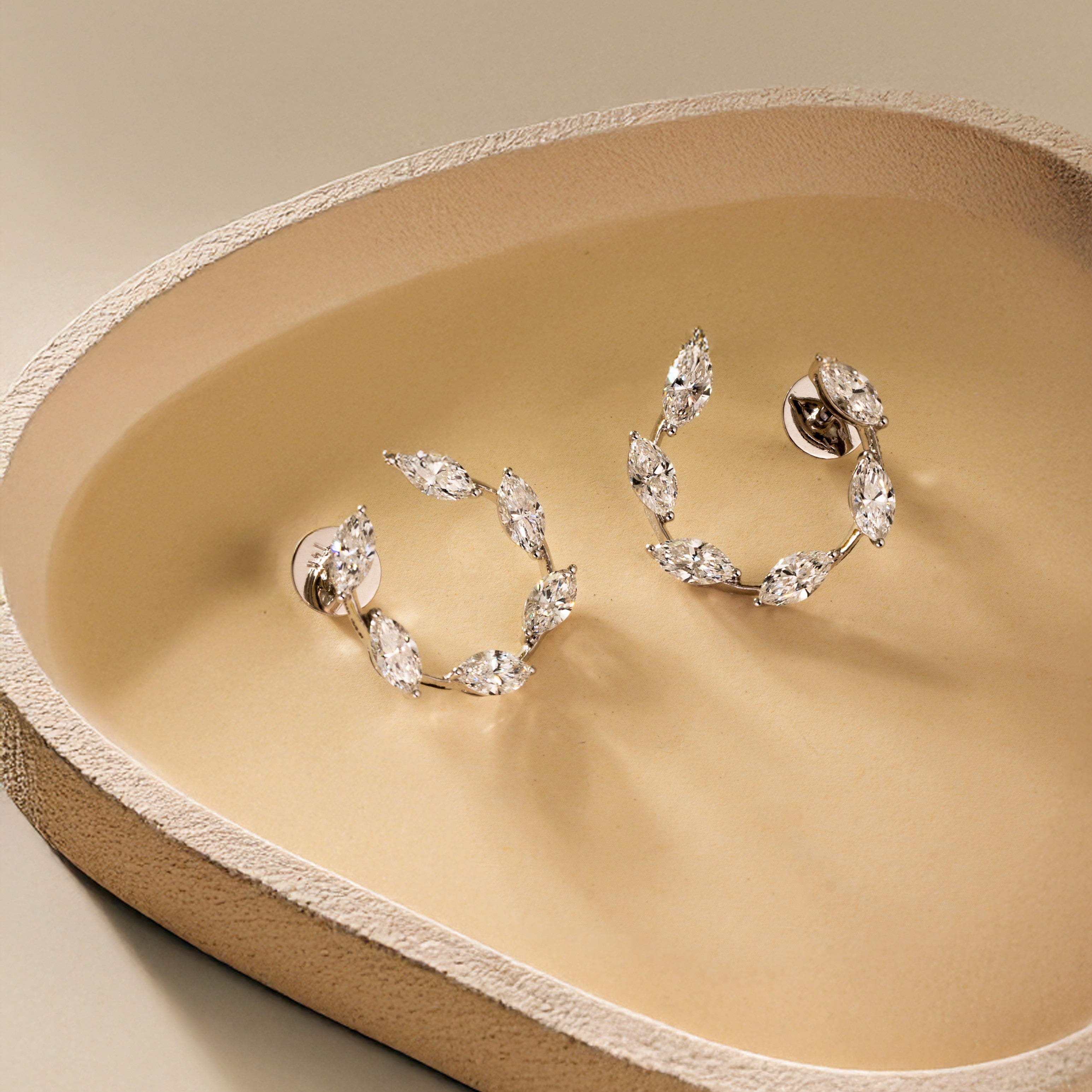 Pair of silver hoop lab grown earrings