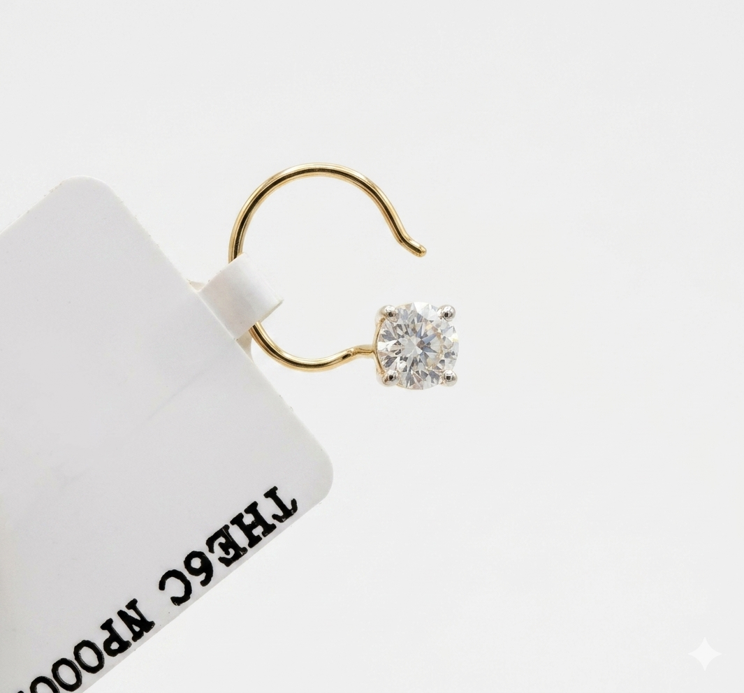 The6C Signature Floating Solitaire Lab-Grown Diamond Nose Ring (Yellow Gold)