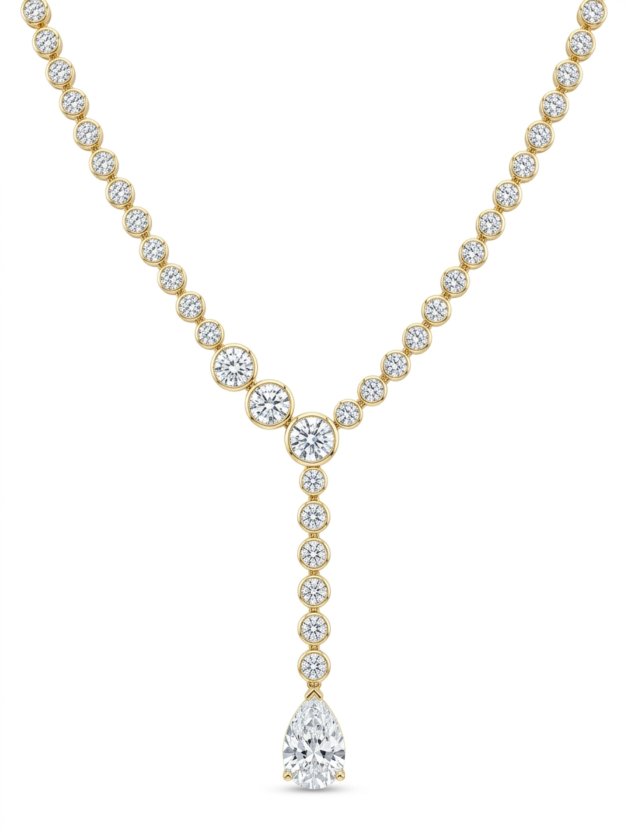 Lab Grown Diamond Y-Necklace – Pear Drop in 14KT Gold | The6C