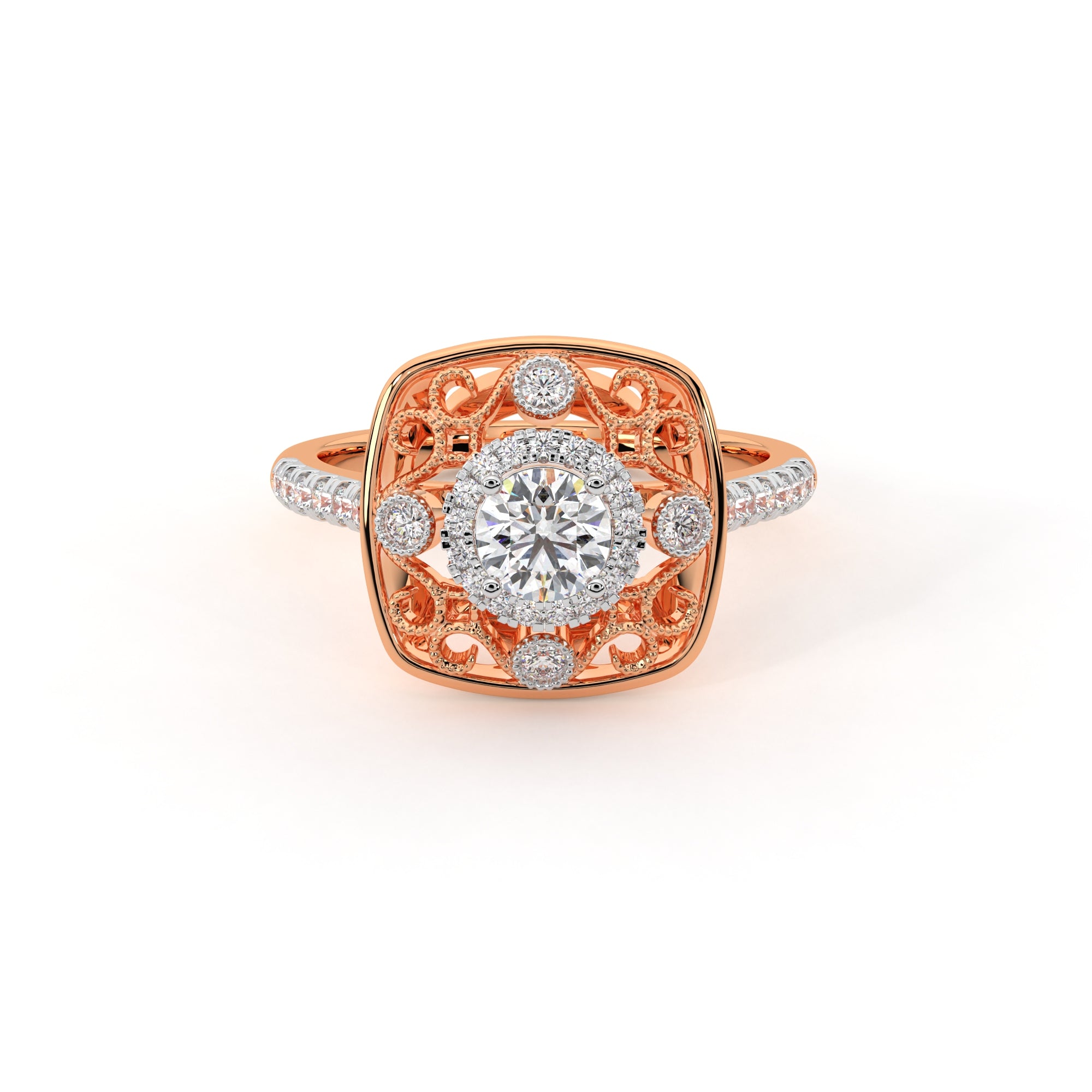 Twirl Forest Solitaire Diamond Ring