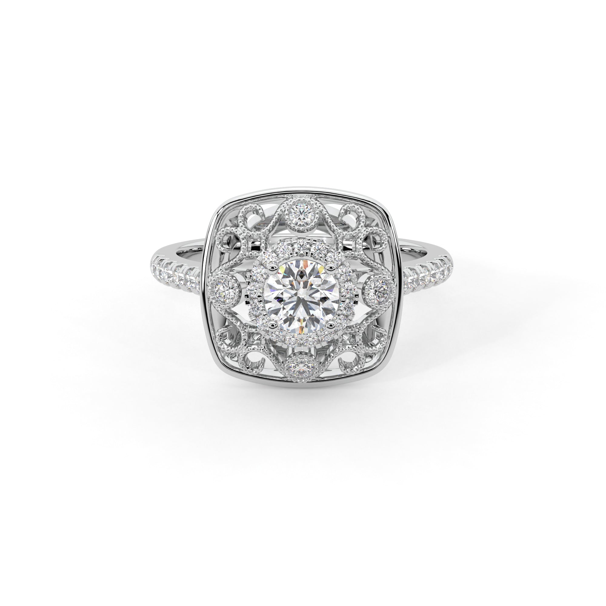 Twirl Forest Solitaire Diamond Ring