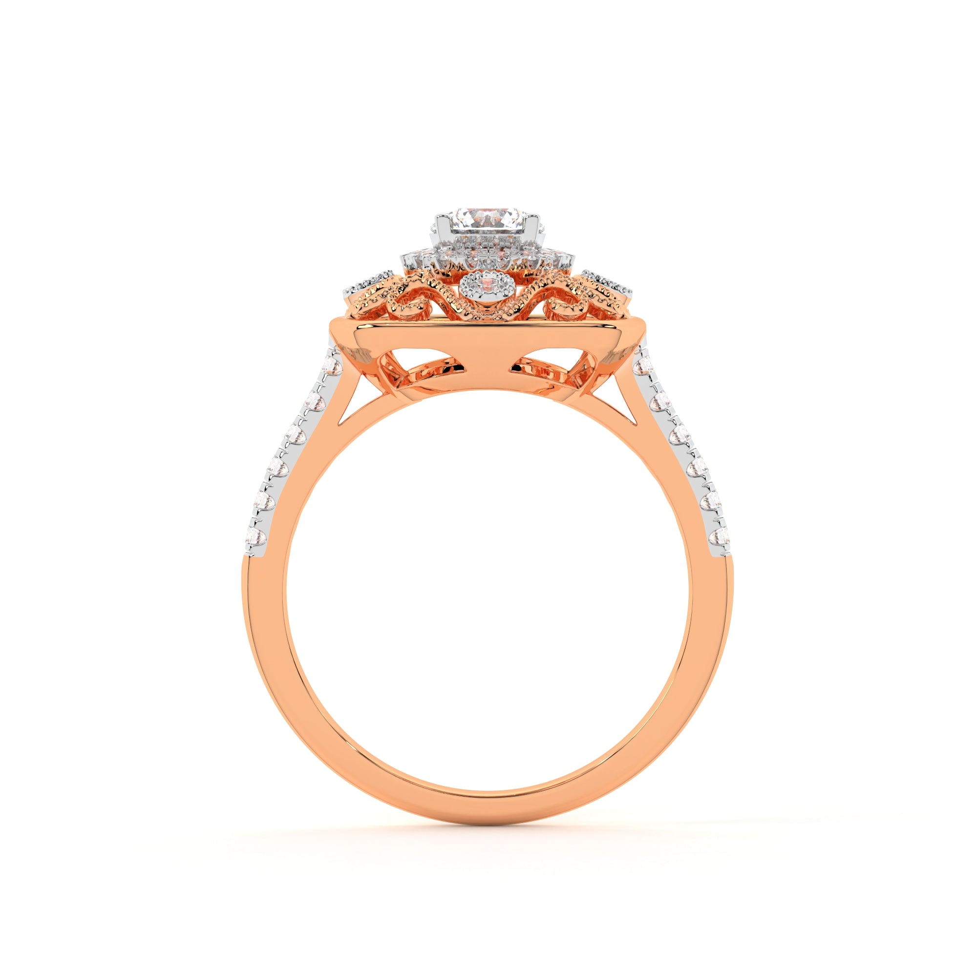 Twirl Forest Solitaire Diamond Ring