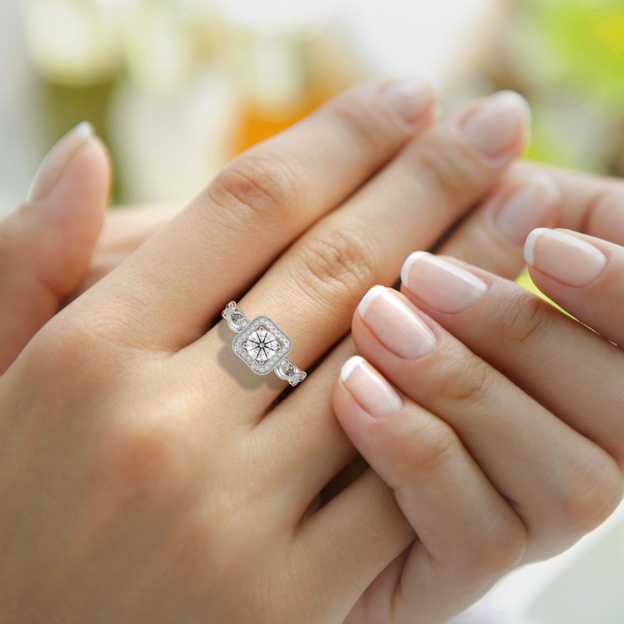Enchanted Promise Halo Solitaire Ring