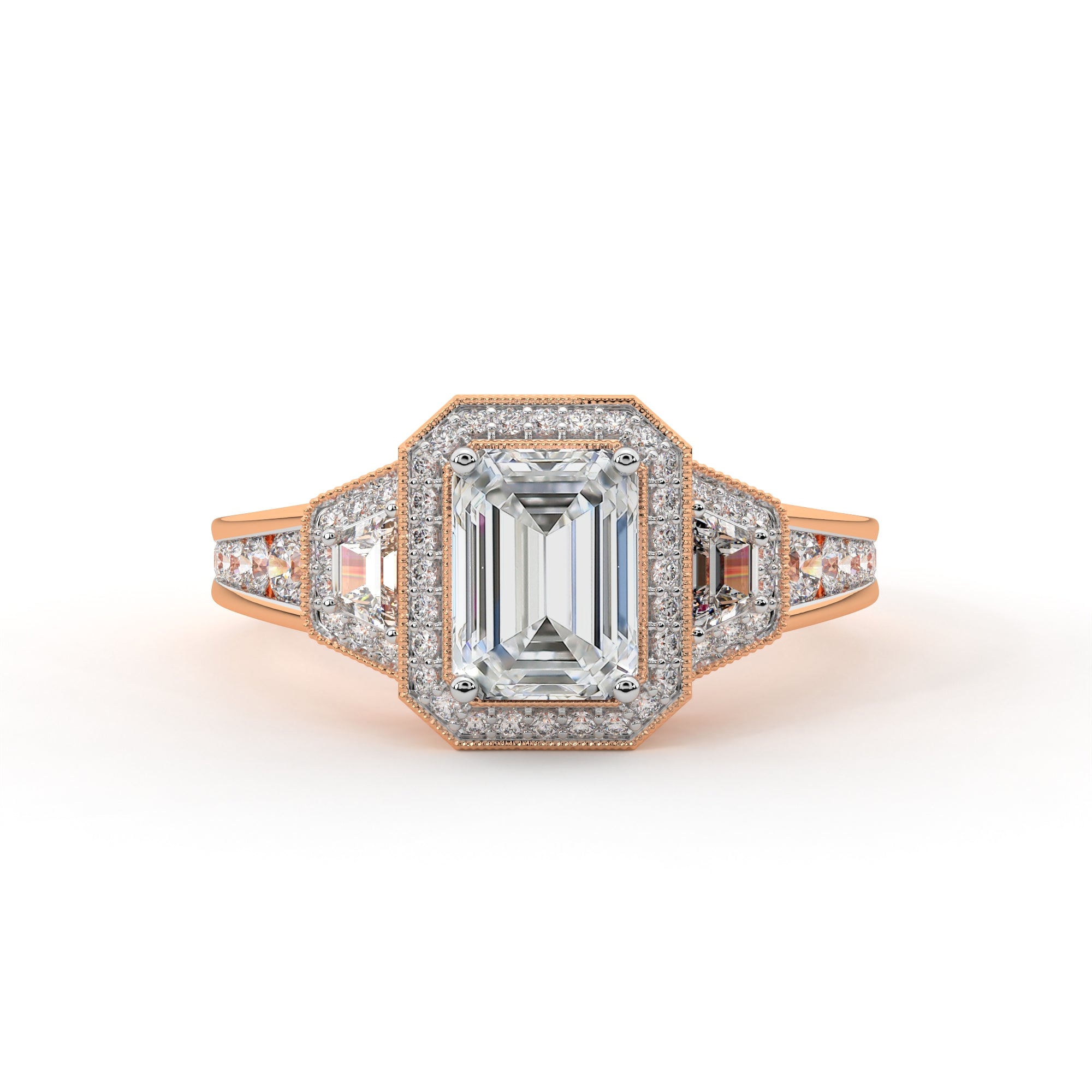 Exquisite Emerald Halo Ring
