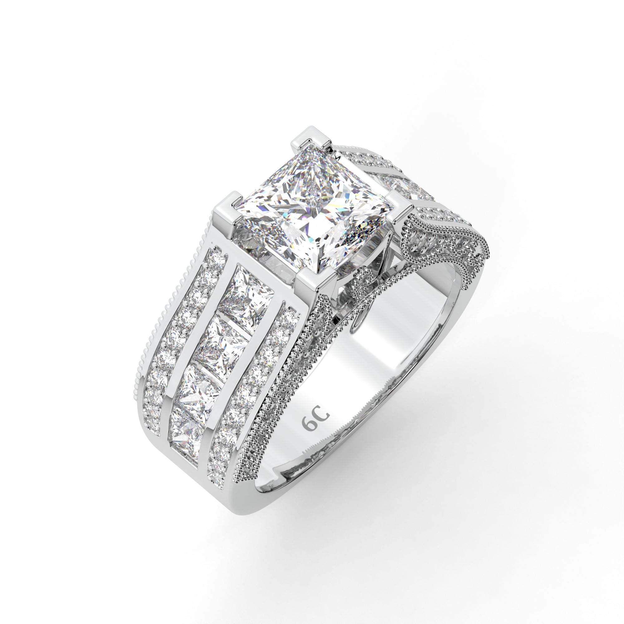 Dazzling Princess Cut Paved Ring