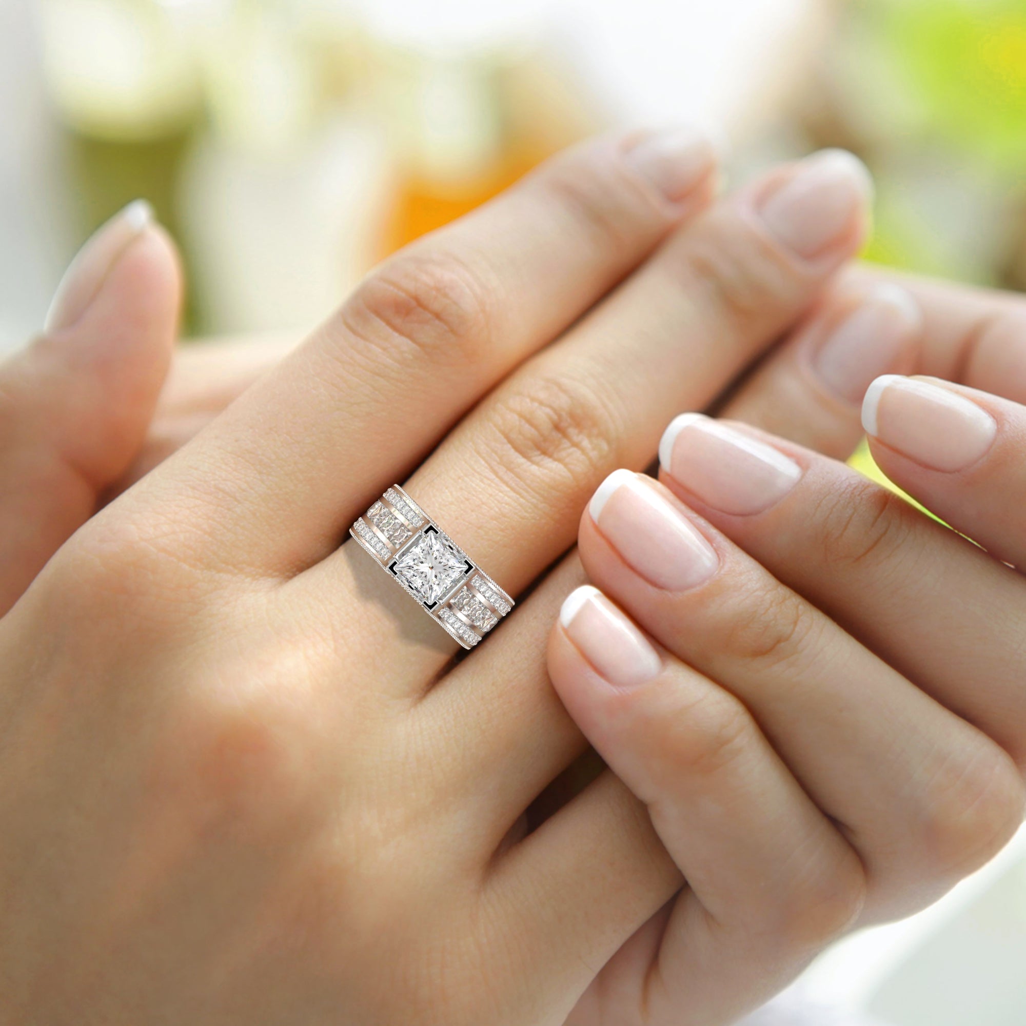 Dazzling Princess Cut Paved Ring