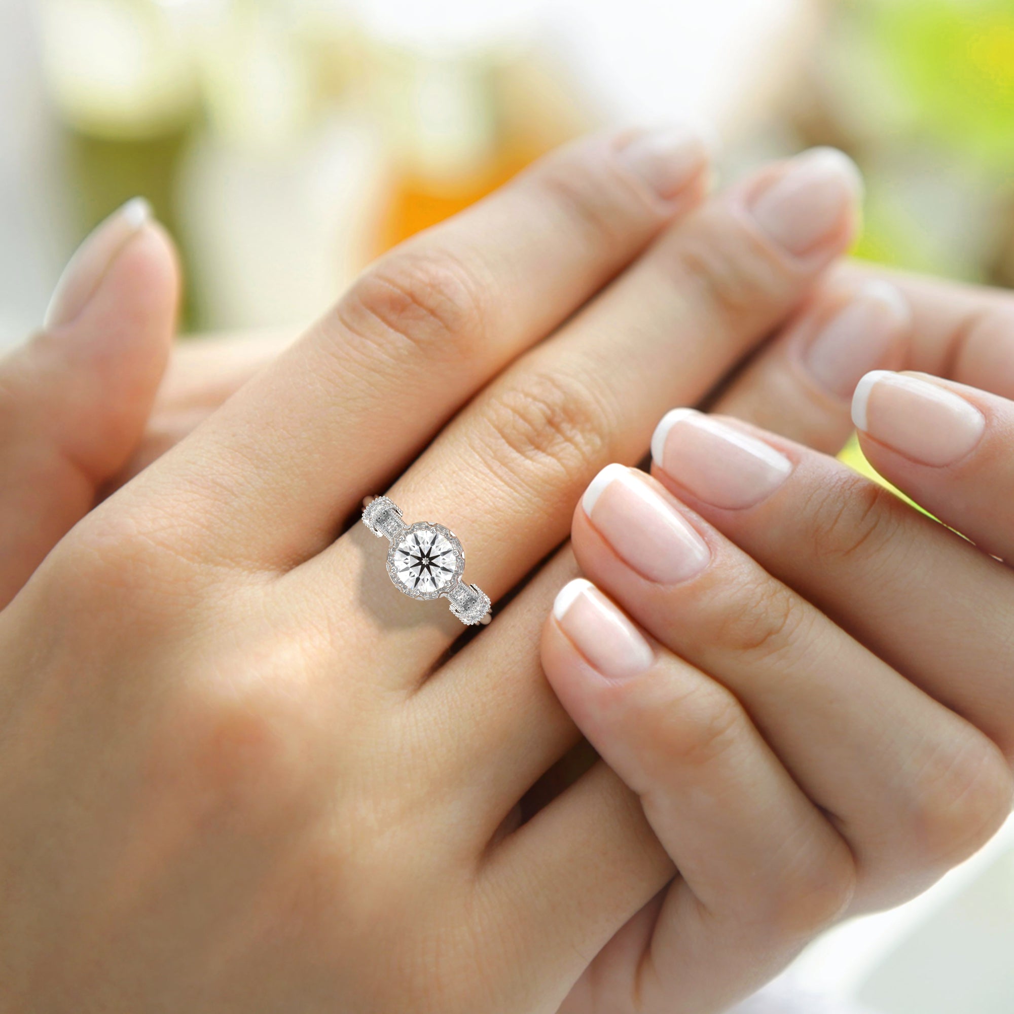 halo solitaire ring for engagement