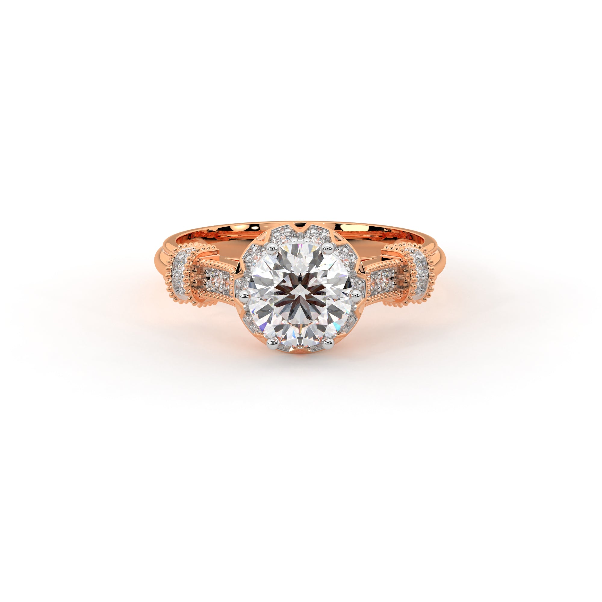 The 6C delicate hidden halo solitaire ring for engagement