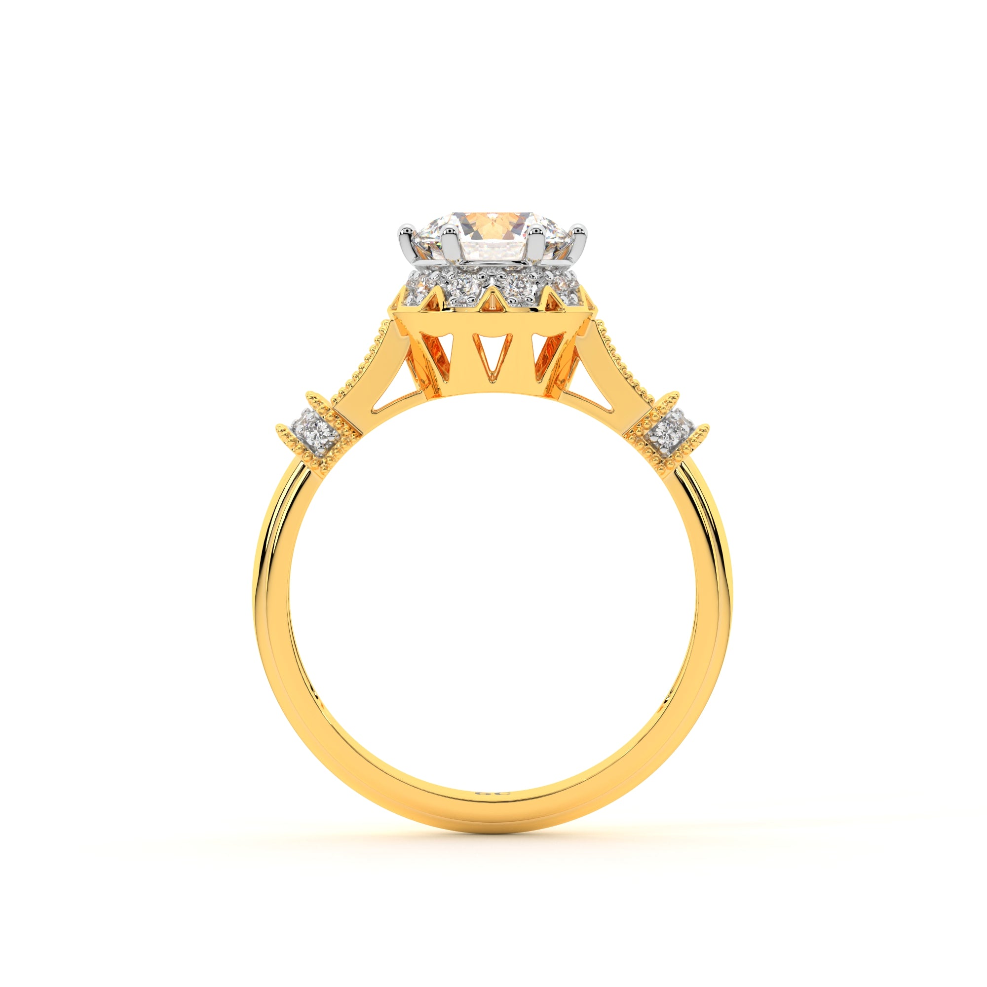 delicate hidden halo solitaire ring for engagement