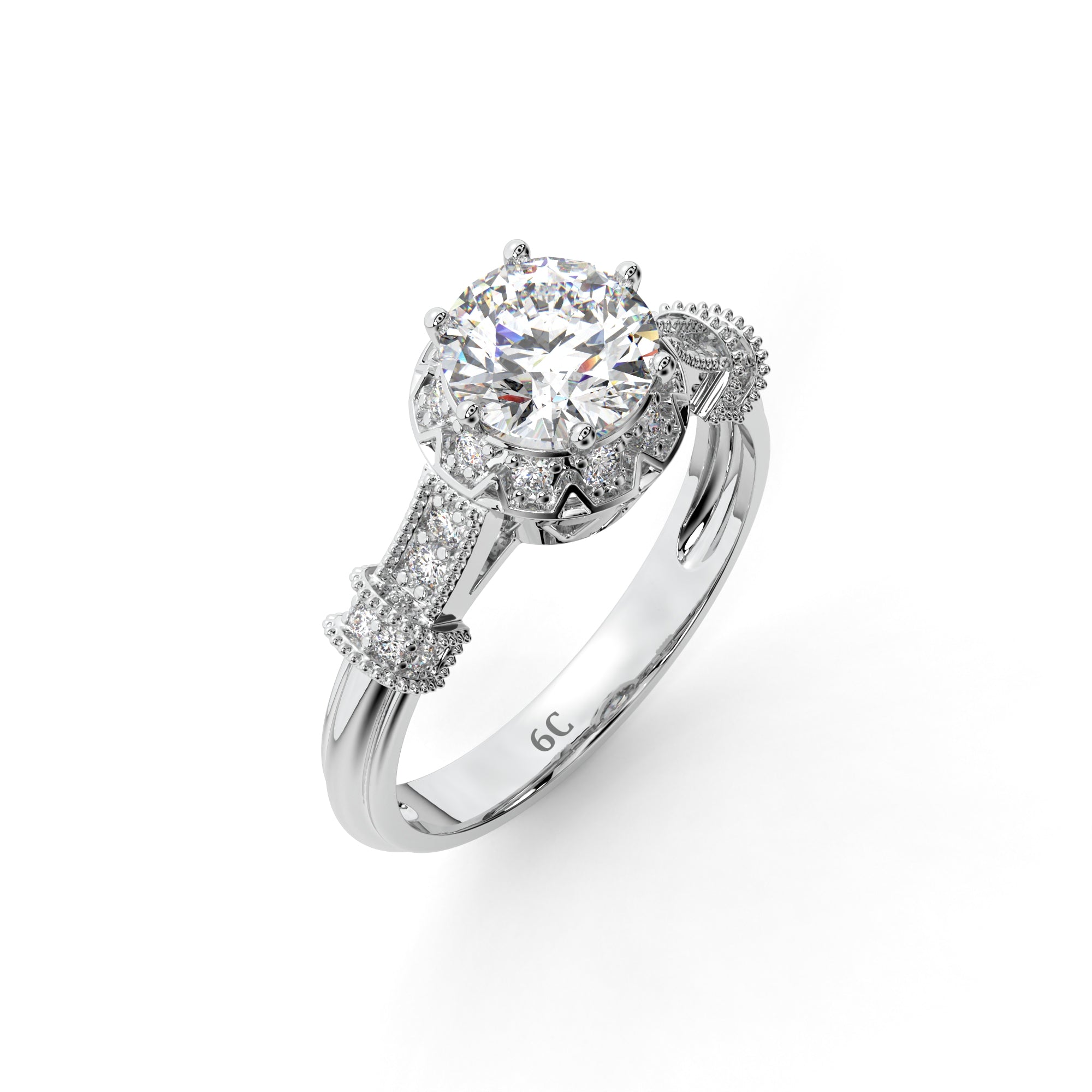 halo solitaire ring for engagement