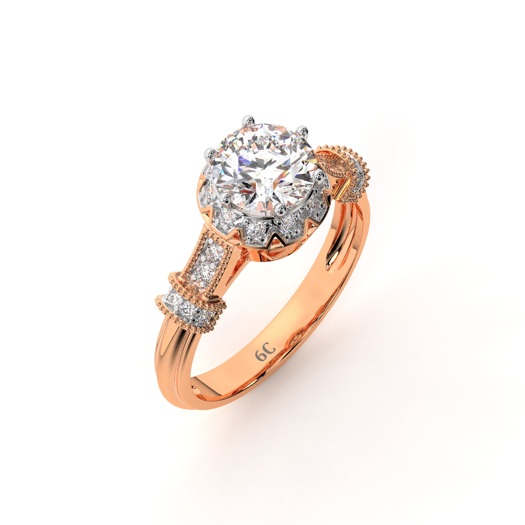 The6C halo solitaire ring for engagement