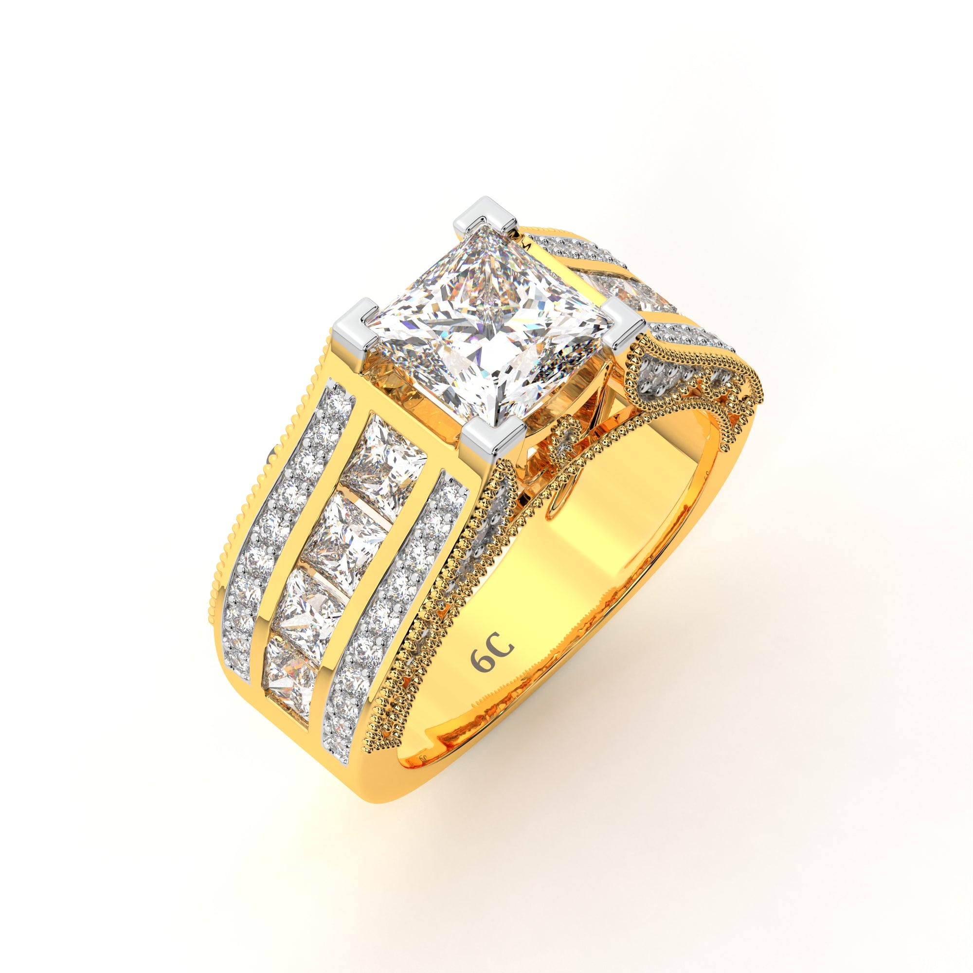 Dazzling Princess Cut Paved Ring